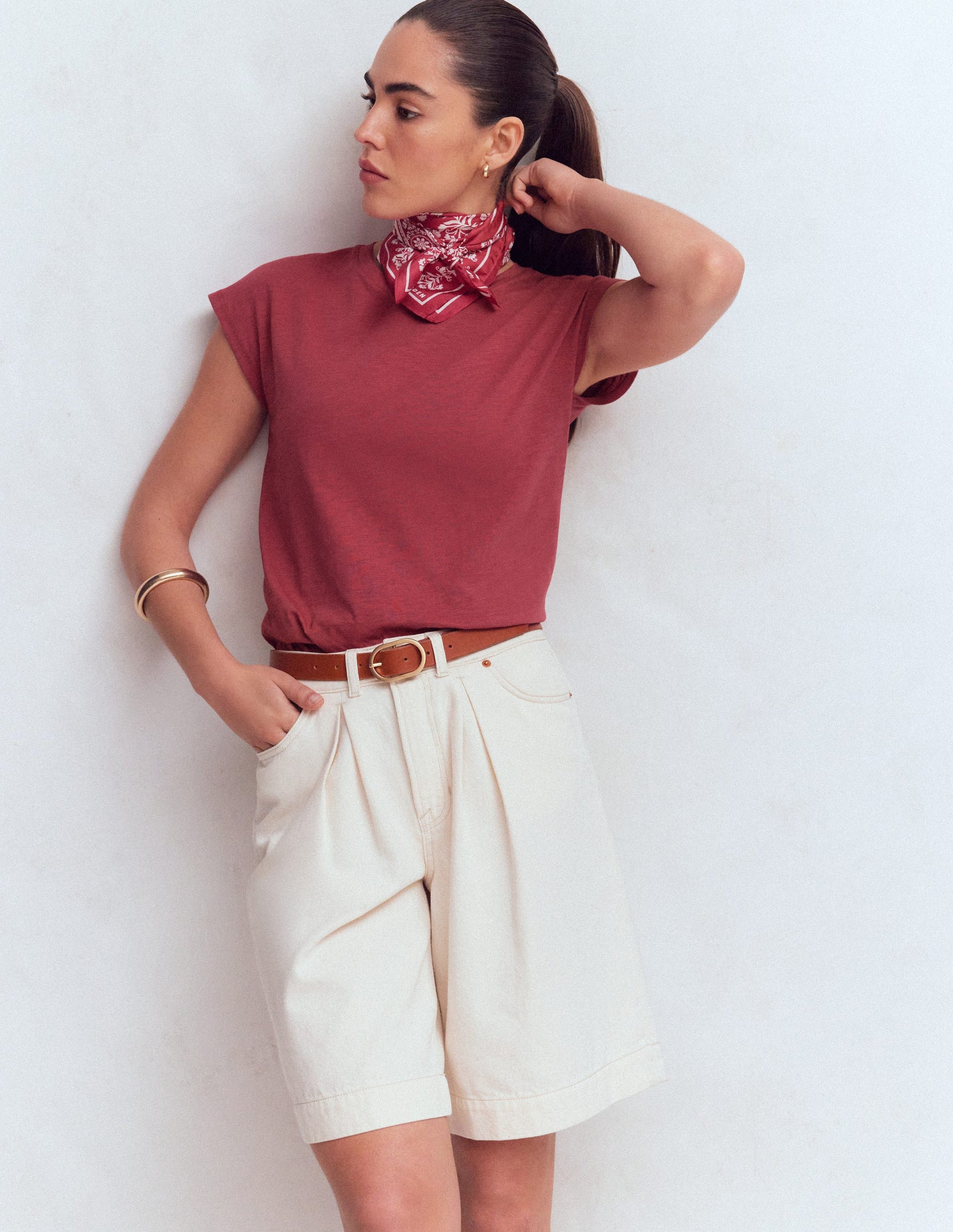 Louisa Slub T-Shirt-Earth Red-4