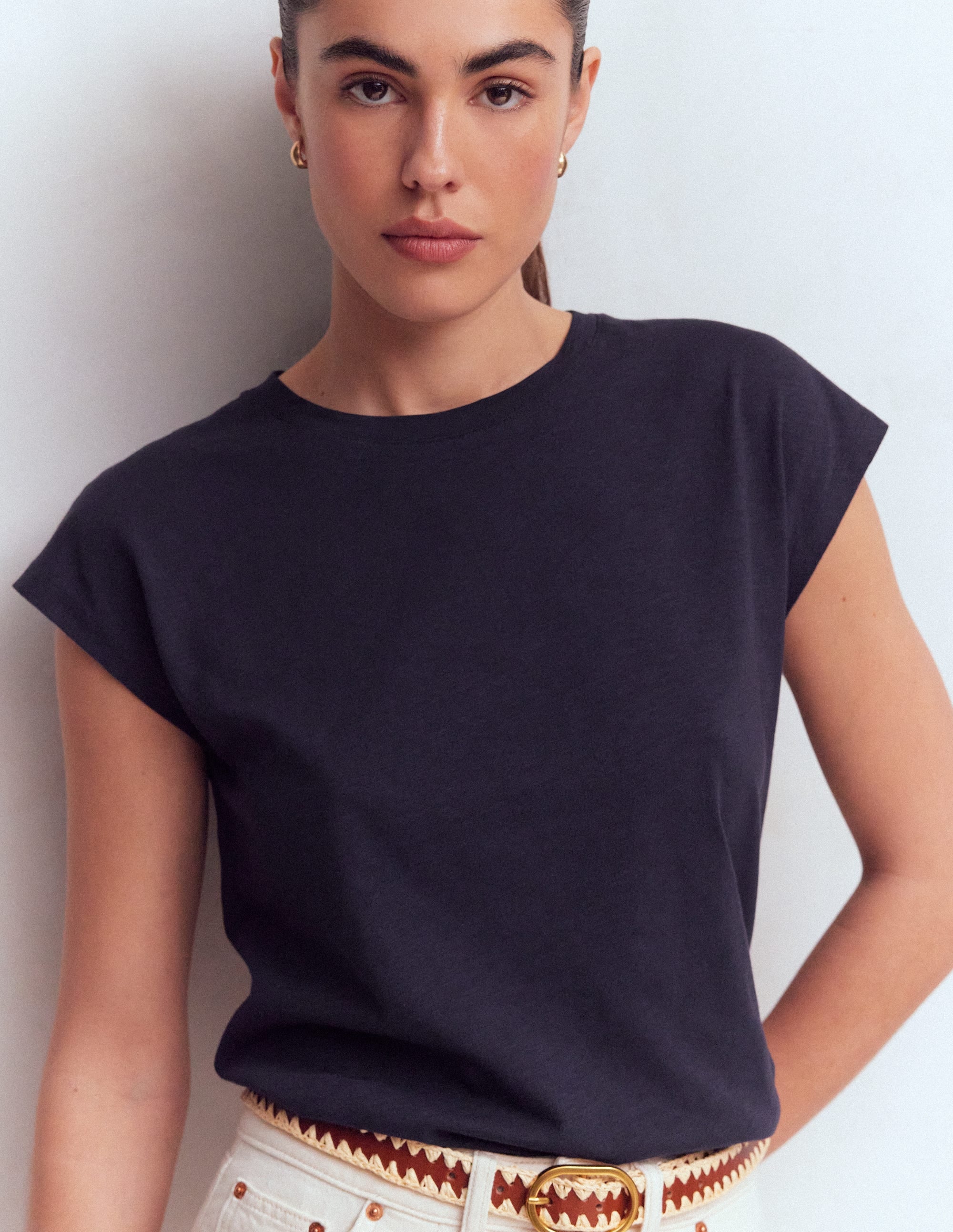 Louisa Slub T-Shirt-Navy - Image 1