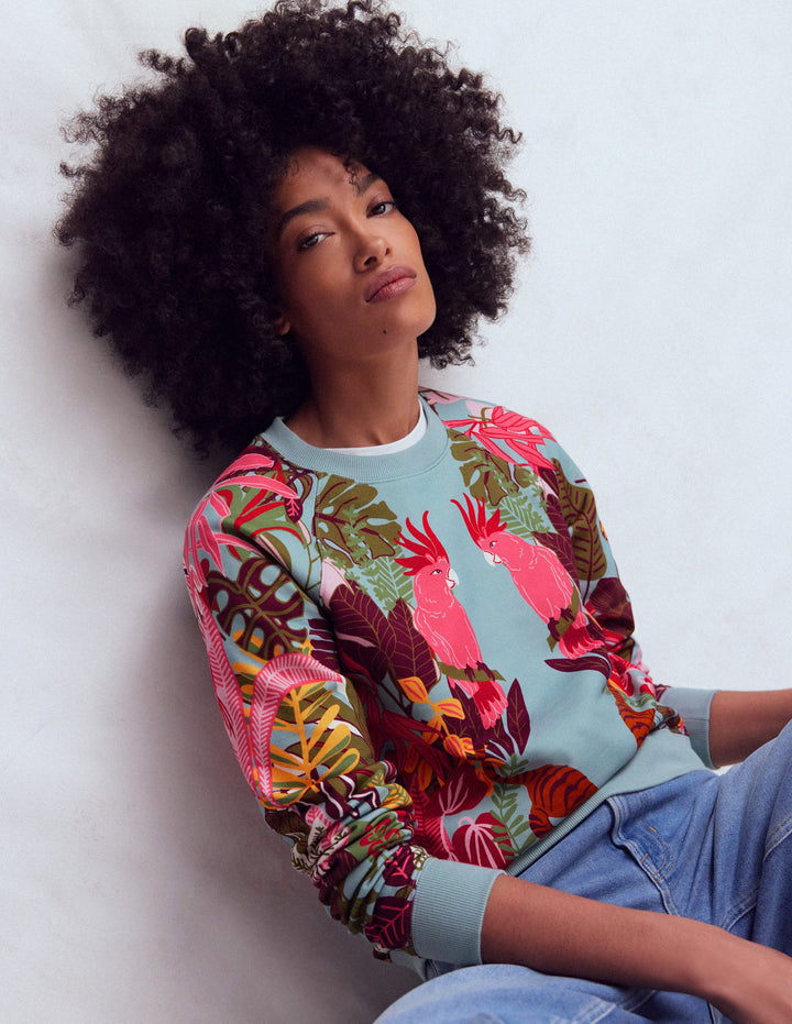 Rosa Printed Sweatshirt-Tropical Safari Placement
