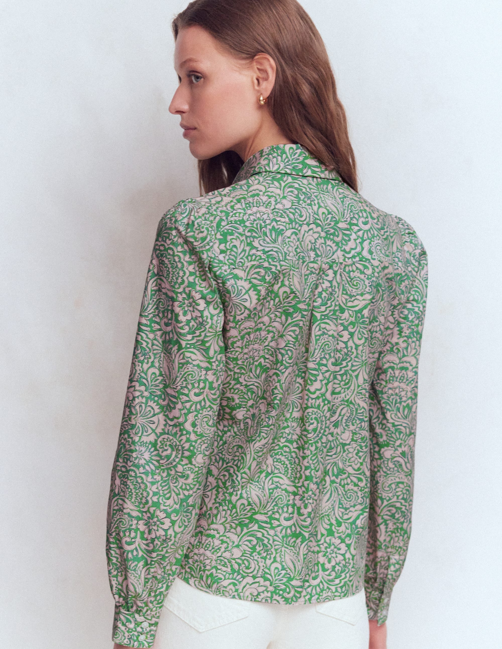 Cara Cotton Shirt-Aloe Green, Elaborate Gardenia - Image 2