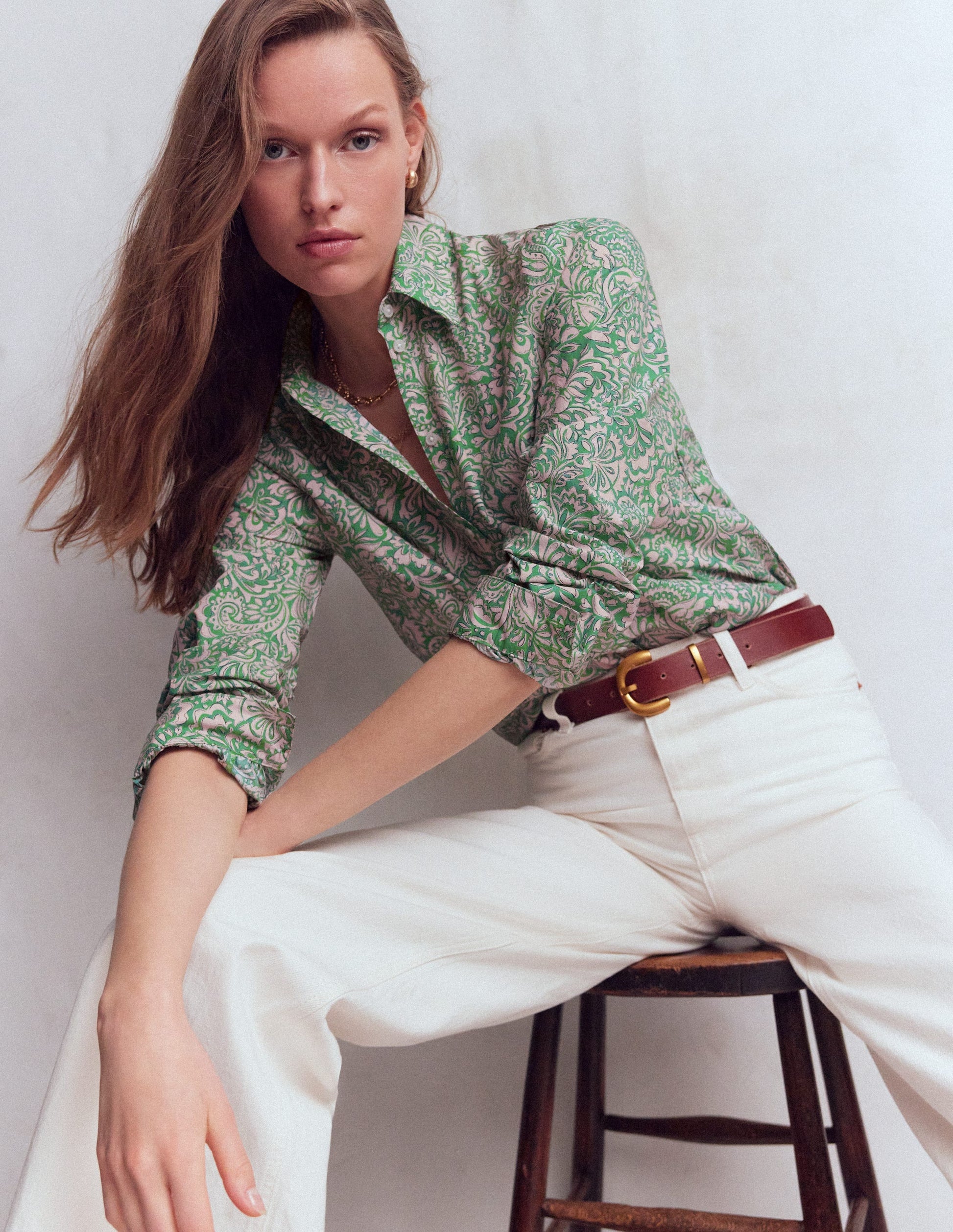 Cara Cotton Shirt-Aloe Green, Elaborate Gardenia-5