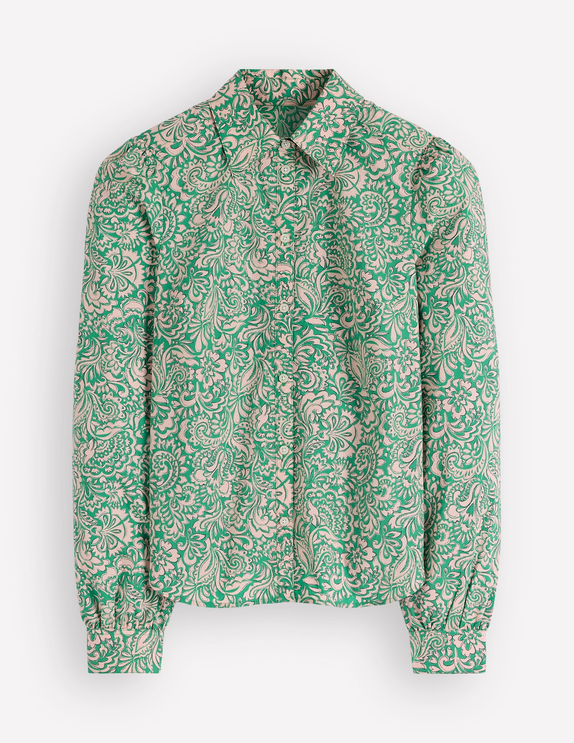 Cara Cotton Shirt-Aloe Green, Elaborate Gardenia - Image 6