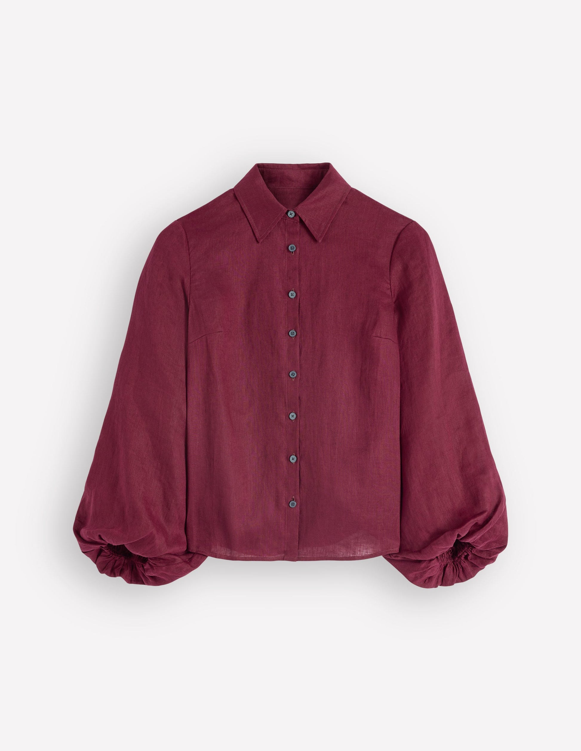 Puff Sleeve Linen Shirt-Deep Wisteria-5