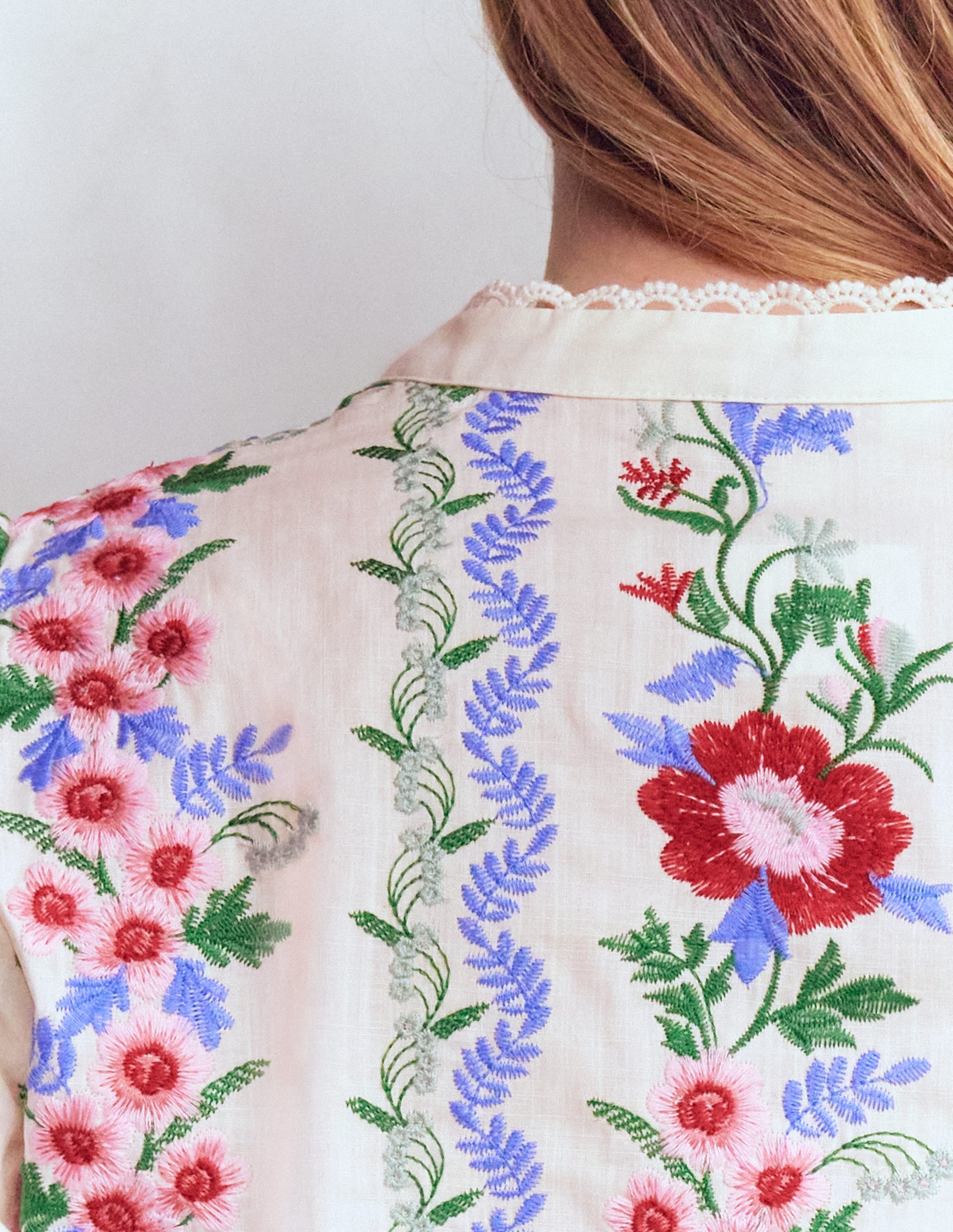 Embroidered Notch Neck Top-Floral Embroidery | Boden USA