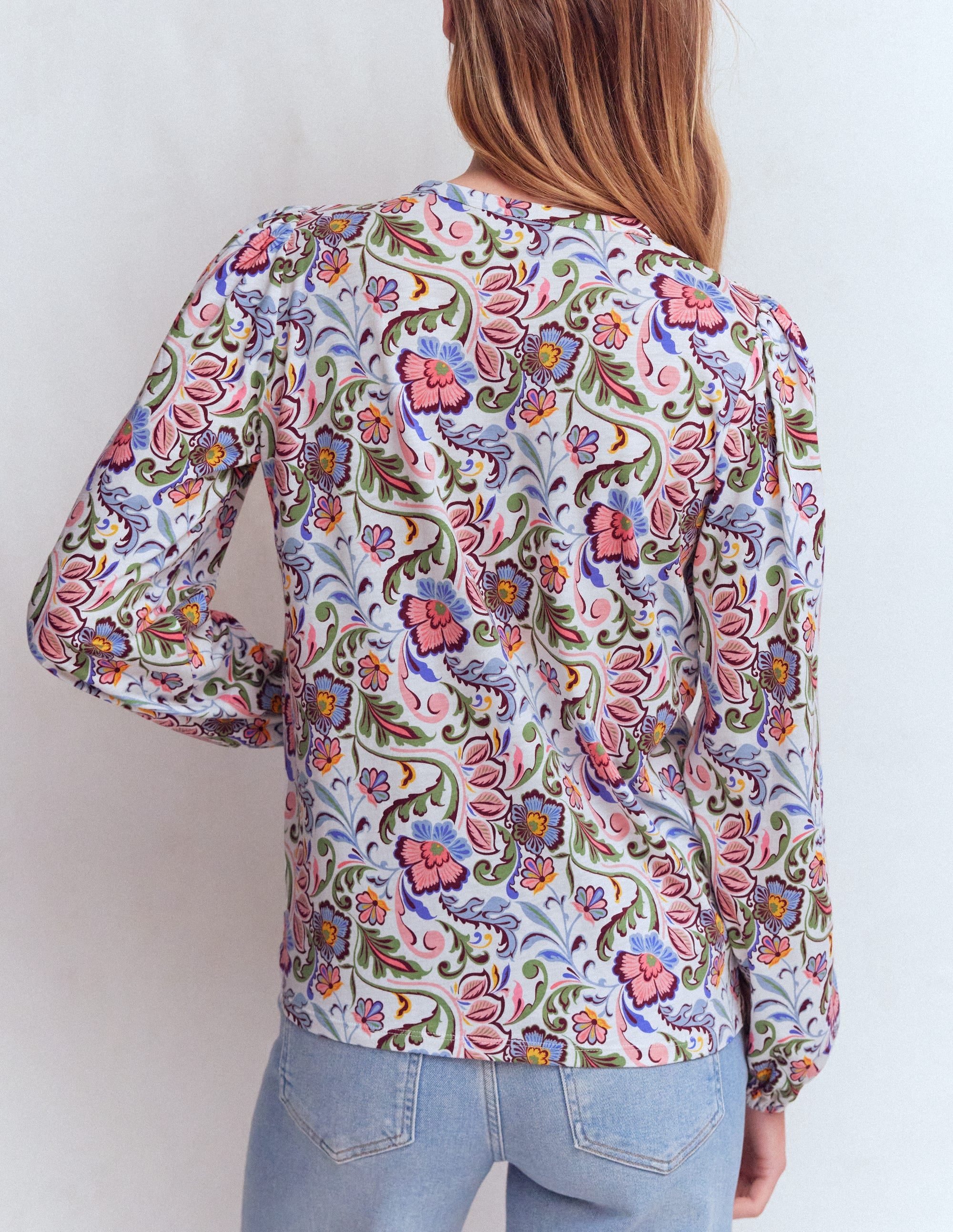 Mya Smocked Jersey Shirt-Multi, Flourishing Meadow | Boden USA