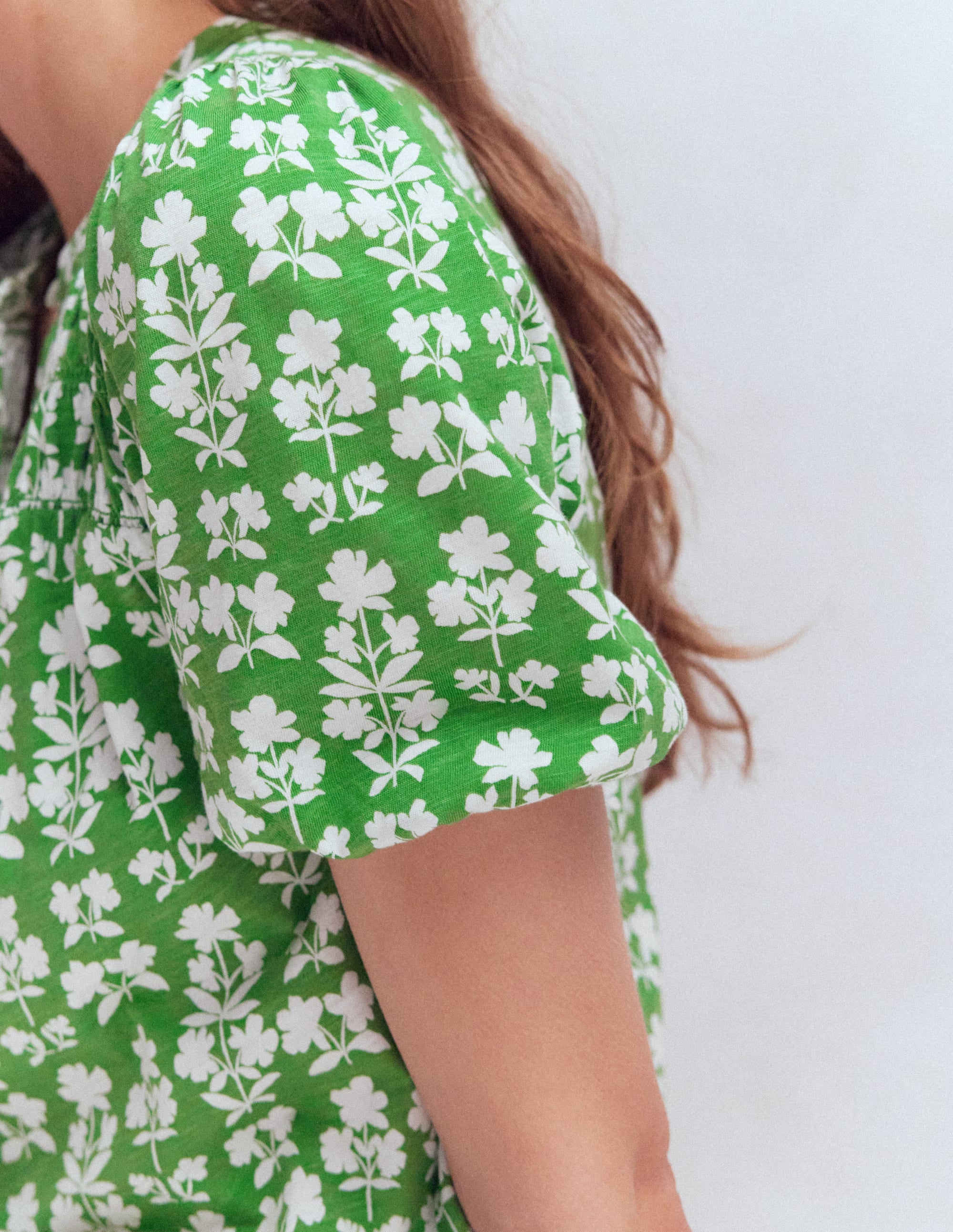 Mya Short Sleeve Smocked Shirt-Mint Green, Blossom grove - Image 2