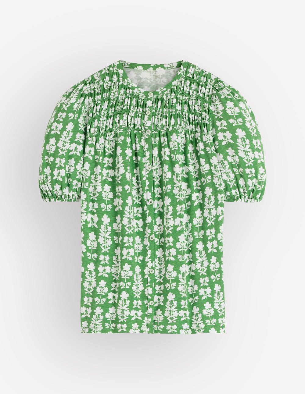 Mya Short Sleeve Smocked Shirt-Mint Green, Blossom grove - Image 6