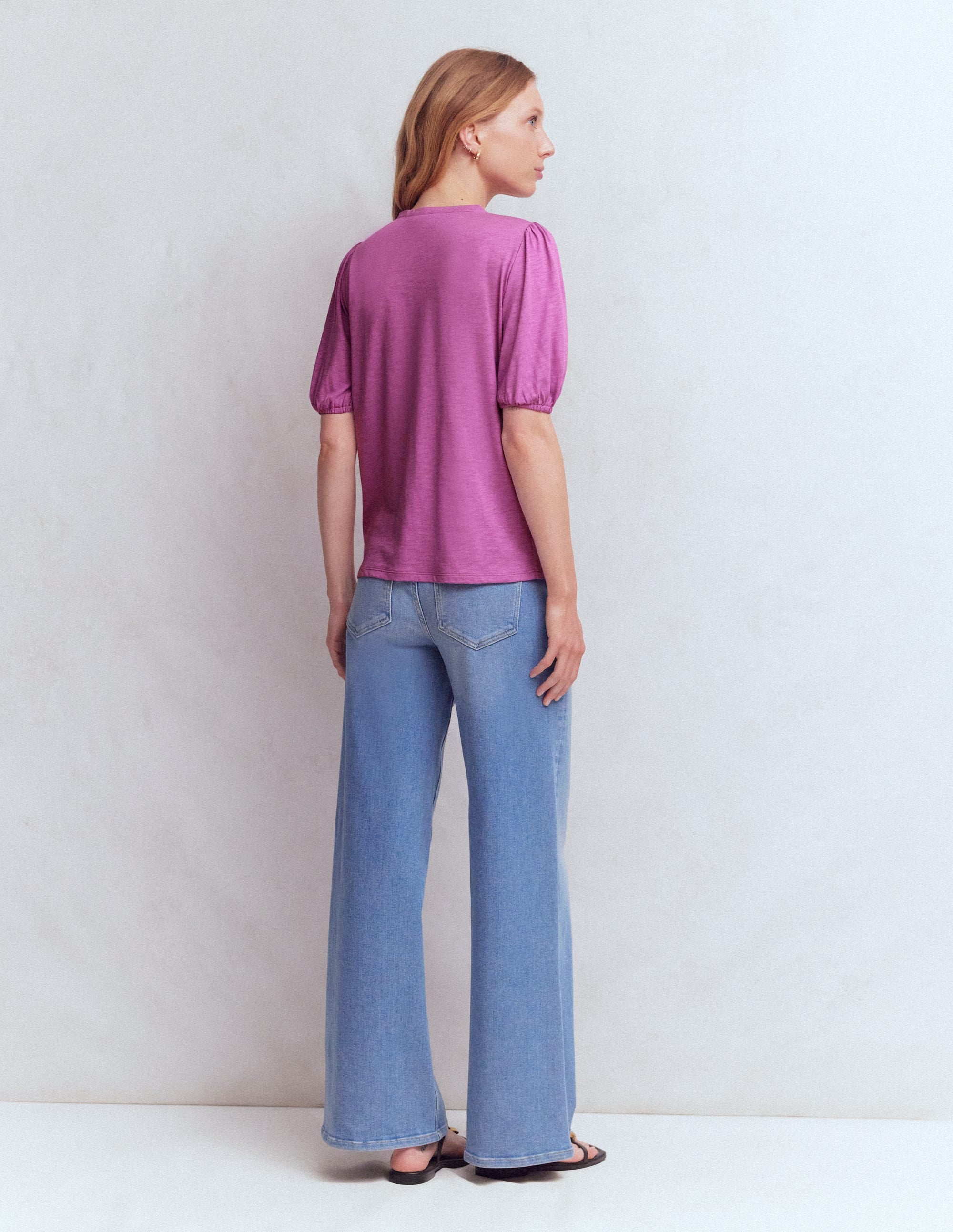 Mya Short Sleeve Smocked Shirt-Clover Purple - Image 5