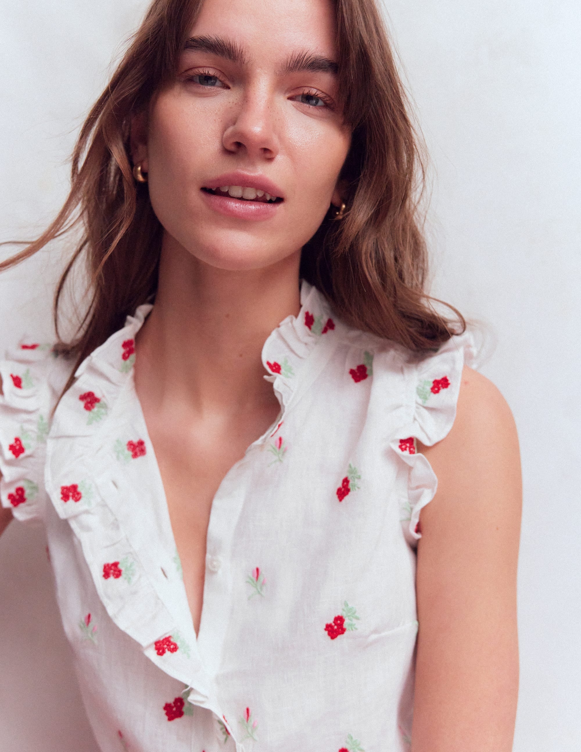 Isabel Sleeveless Linen Top - Floral Embroidery | Boden USA