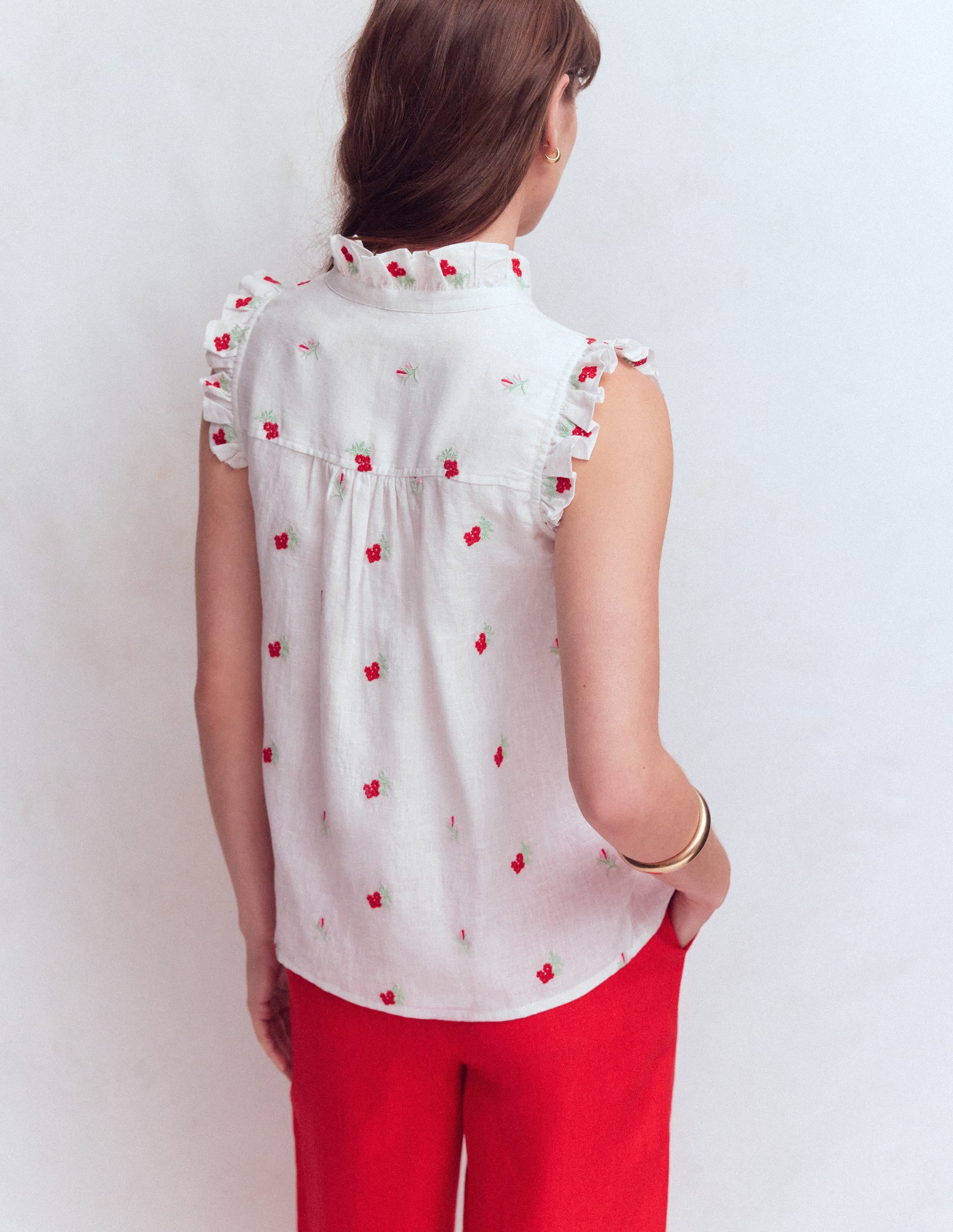 Isabel Sleeveless Linen Top - Floral Embroidery | Boden USA