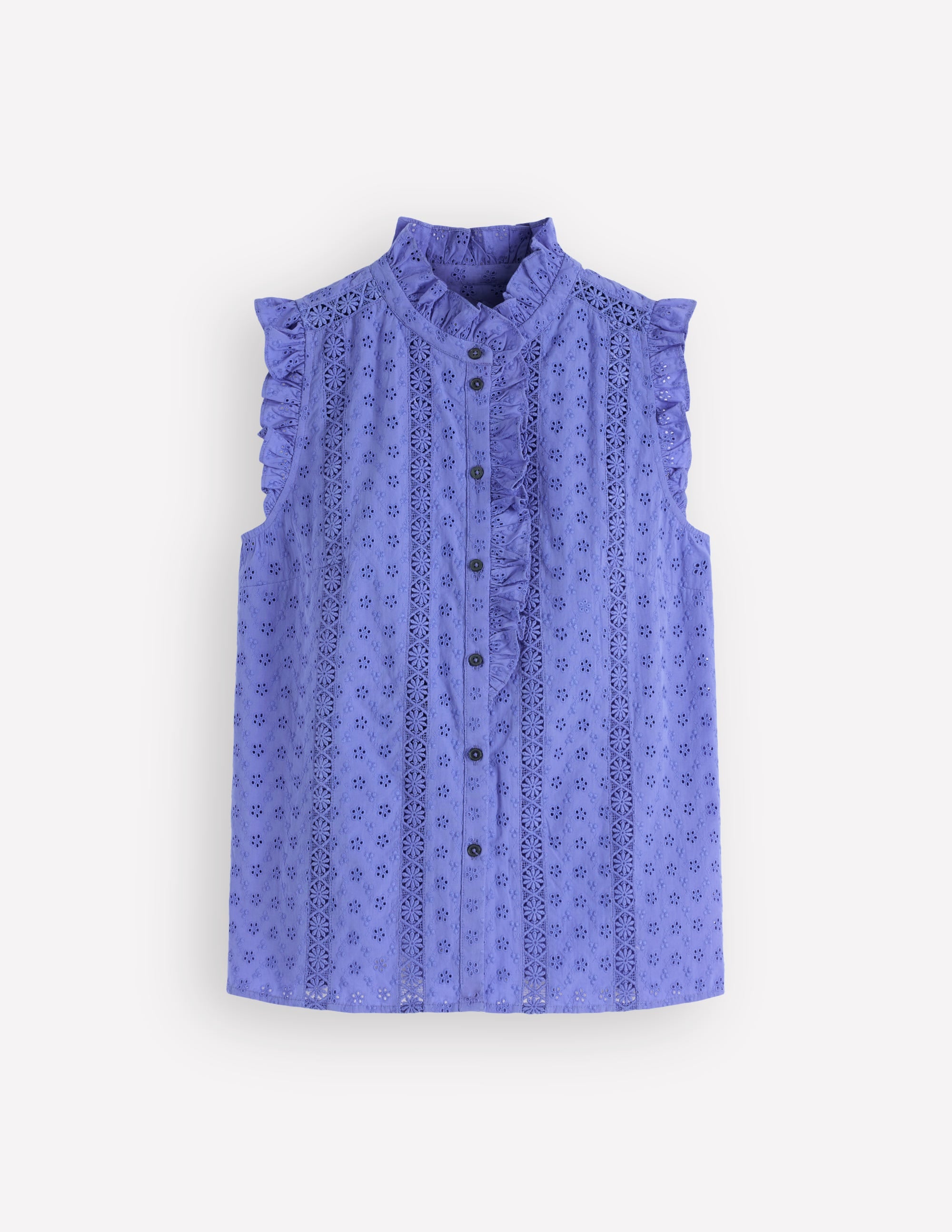Isabel Sleeveless Broderie Top-Cornflower Blue - Image 5