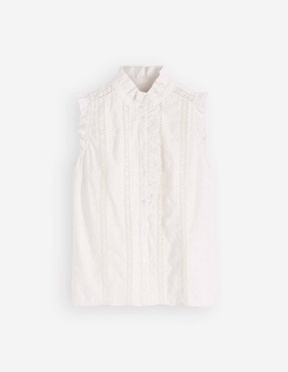 Isabel Sleeveless Broderie Top-White - Image 6