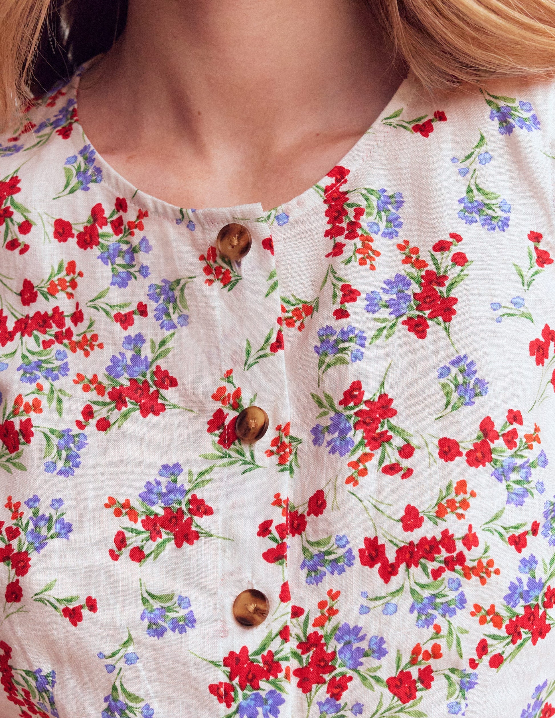 Andrea Linen Shell Top-Ivory, Bloom Scatter-2