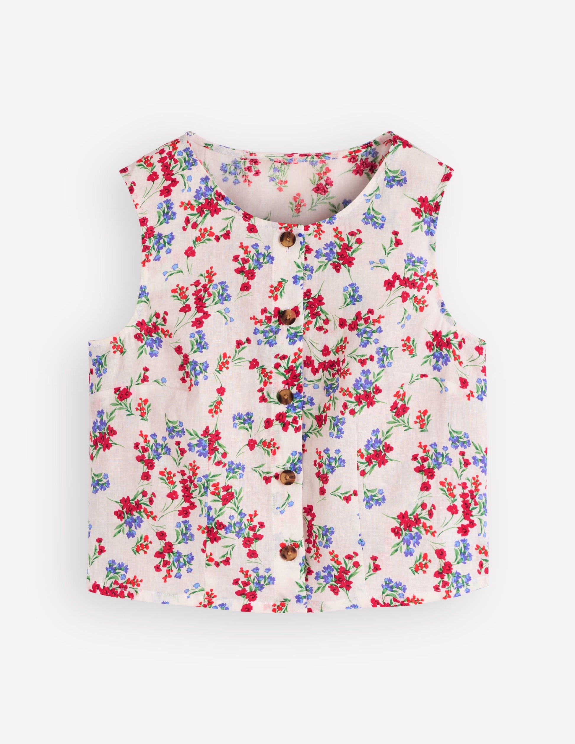 Andrea Linen Shell Top-Ivory, Bloom Scatter-8