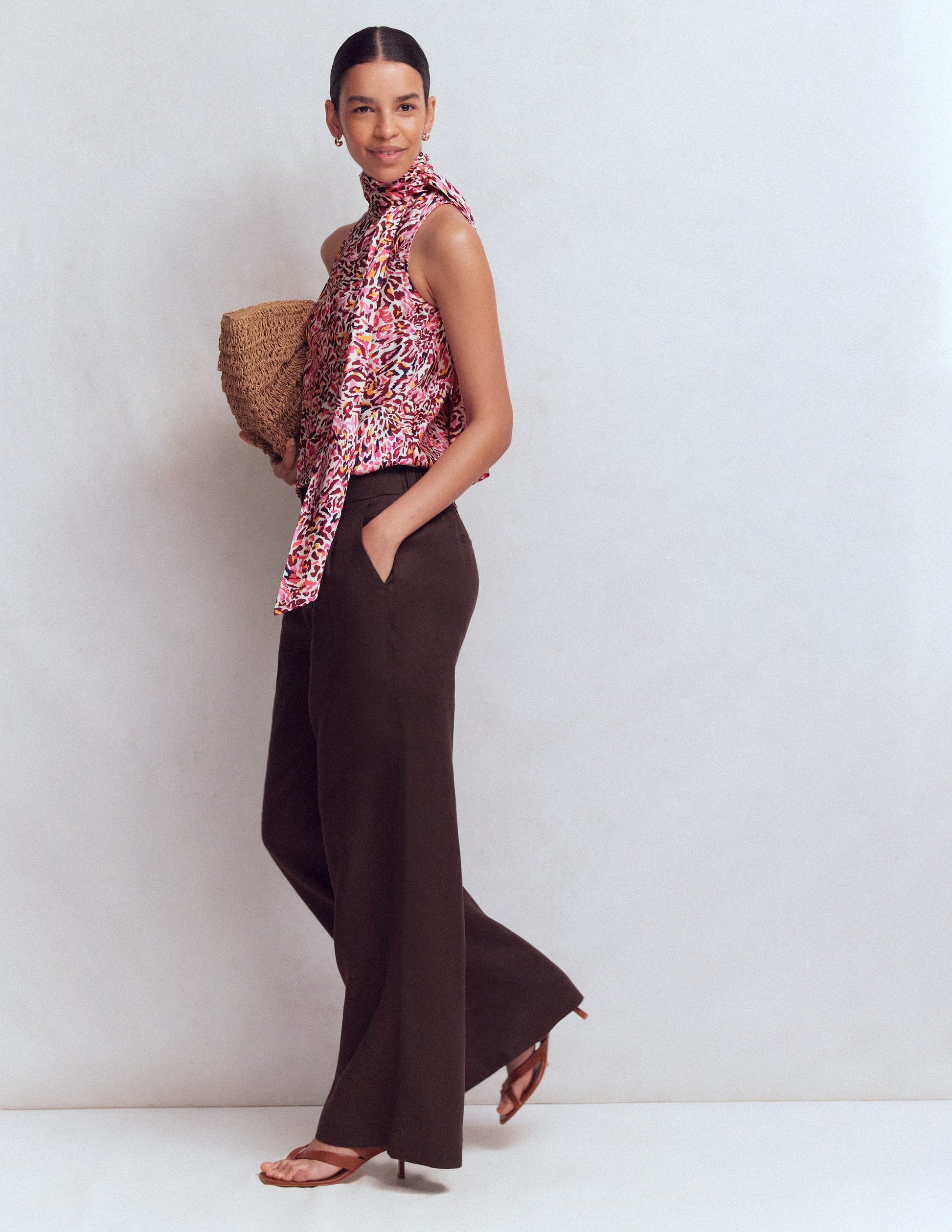 Satin Halterneck Top-Multi, Leopard Flow-1