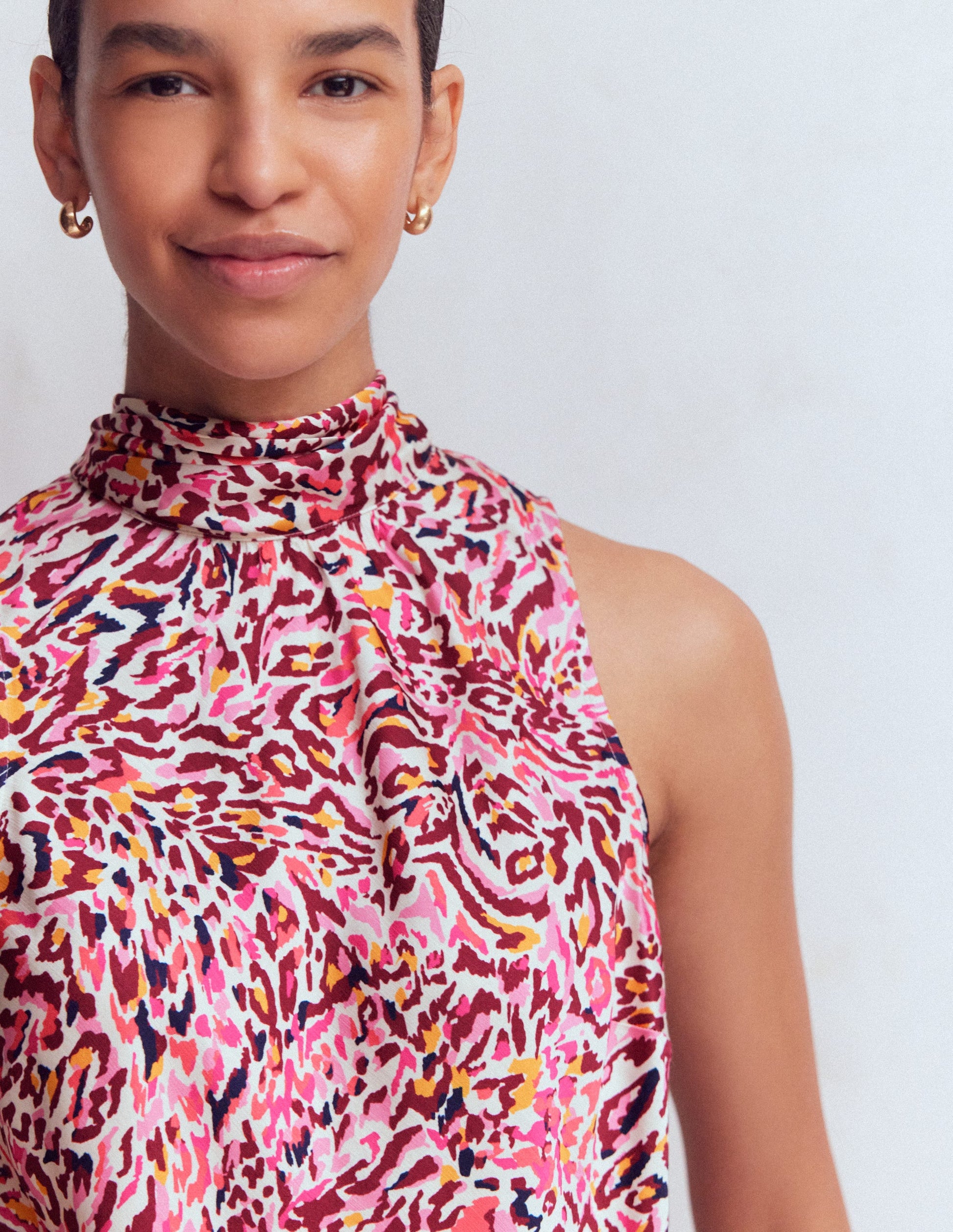Satin Halterneck Top-Multi, Leopard Flow-2