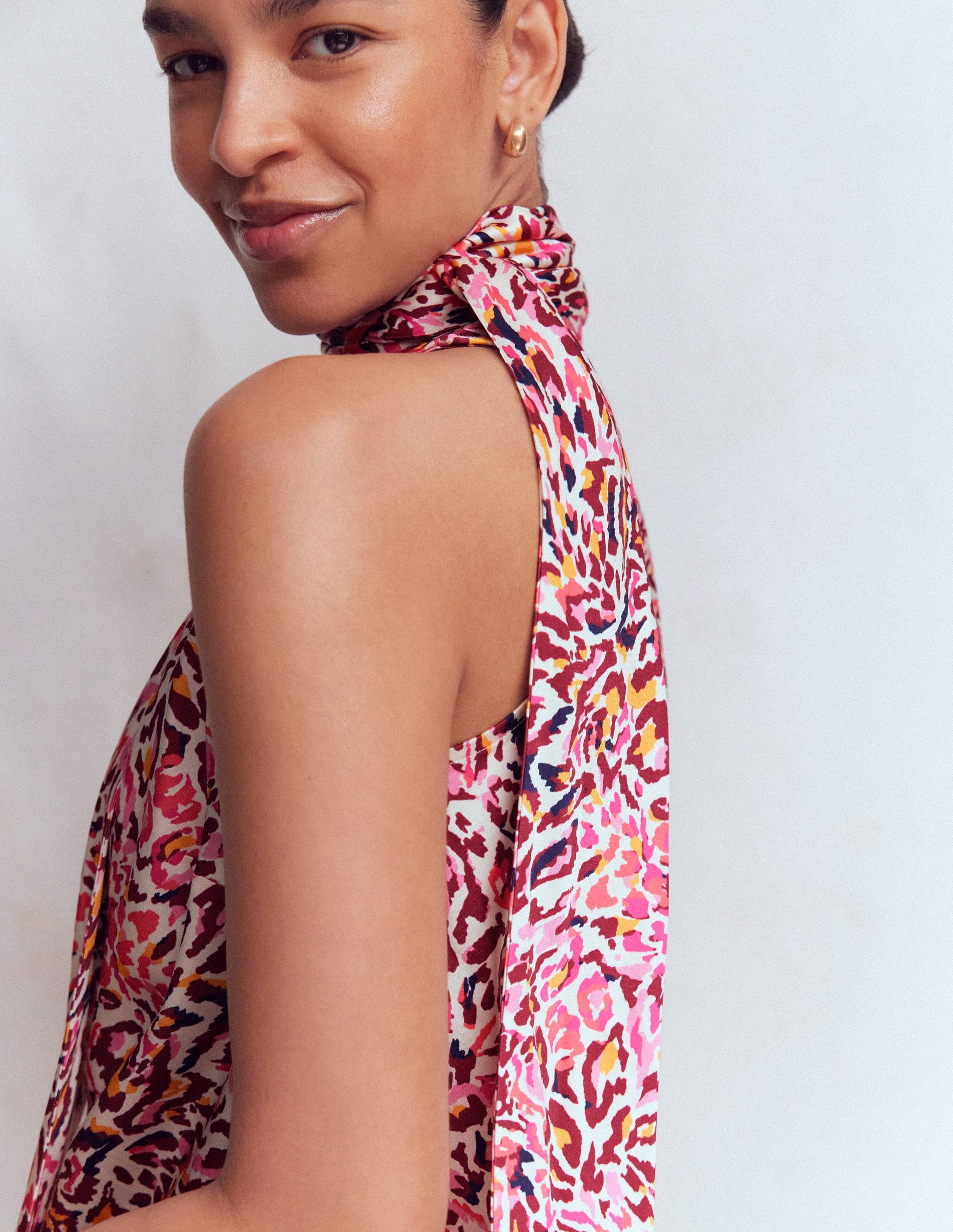 Satin Halterneck Top-Multi, Leopard Flow-4
