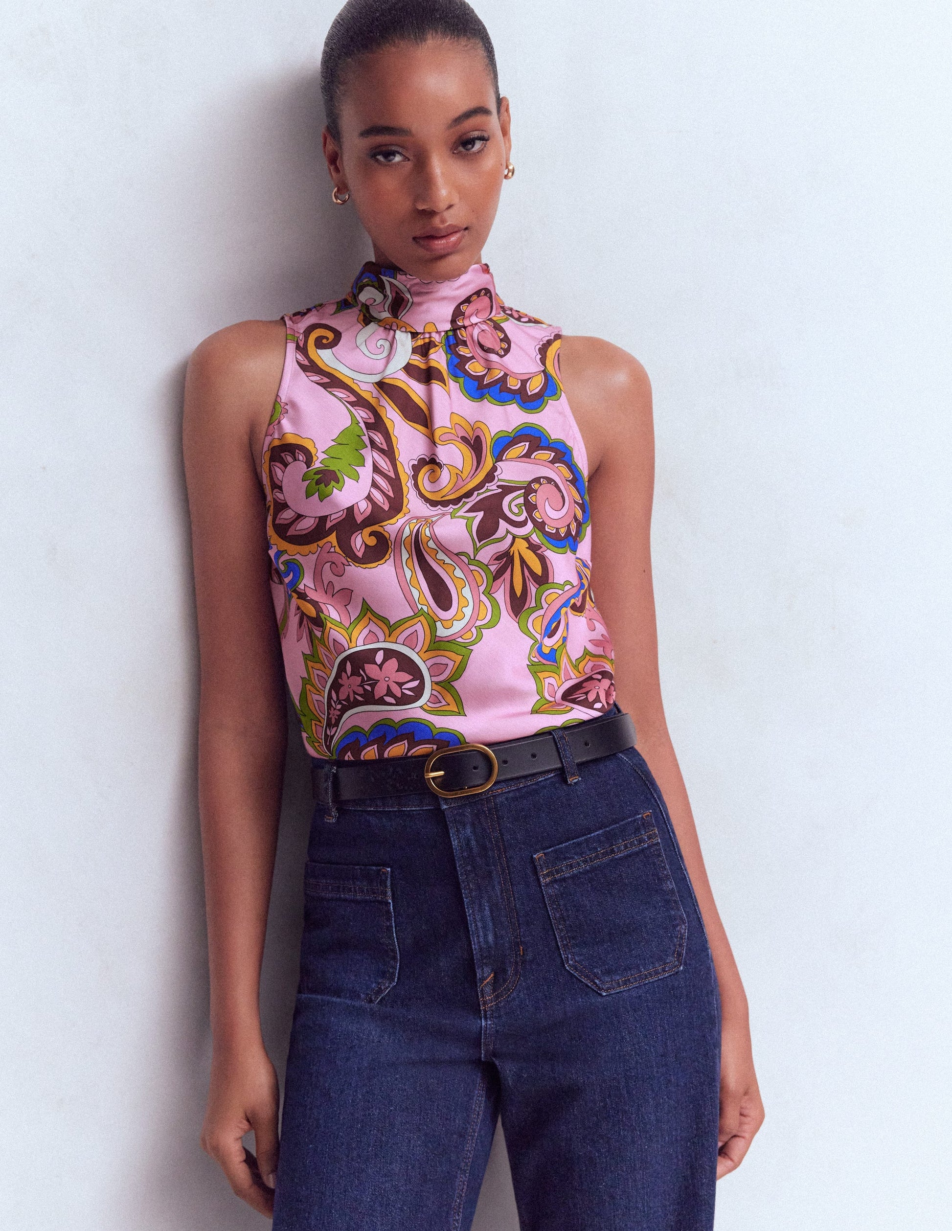 Satin Halterneck Top-Multi, Paisley Frenzy-2