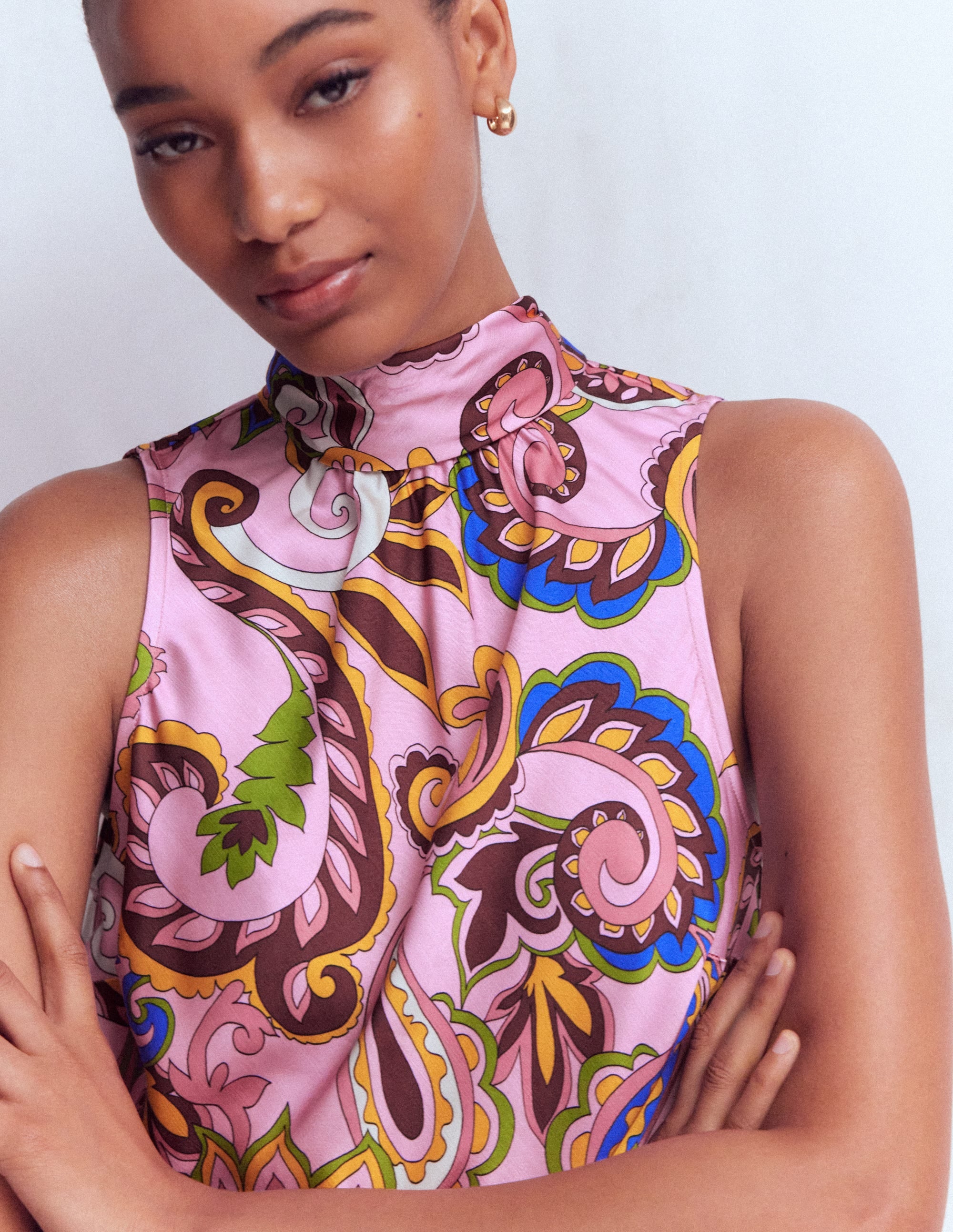 Satin Halterneck Top-Multi, Paisley Frenzy - Image 3