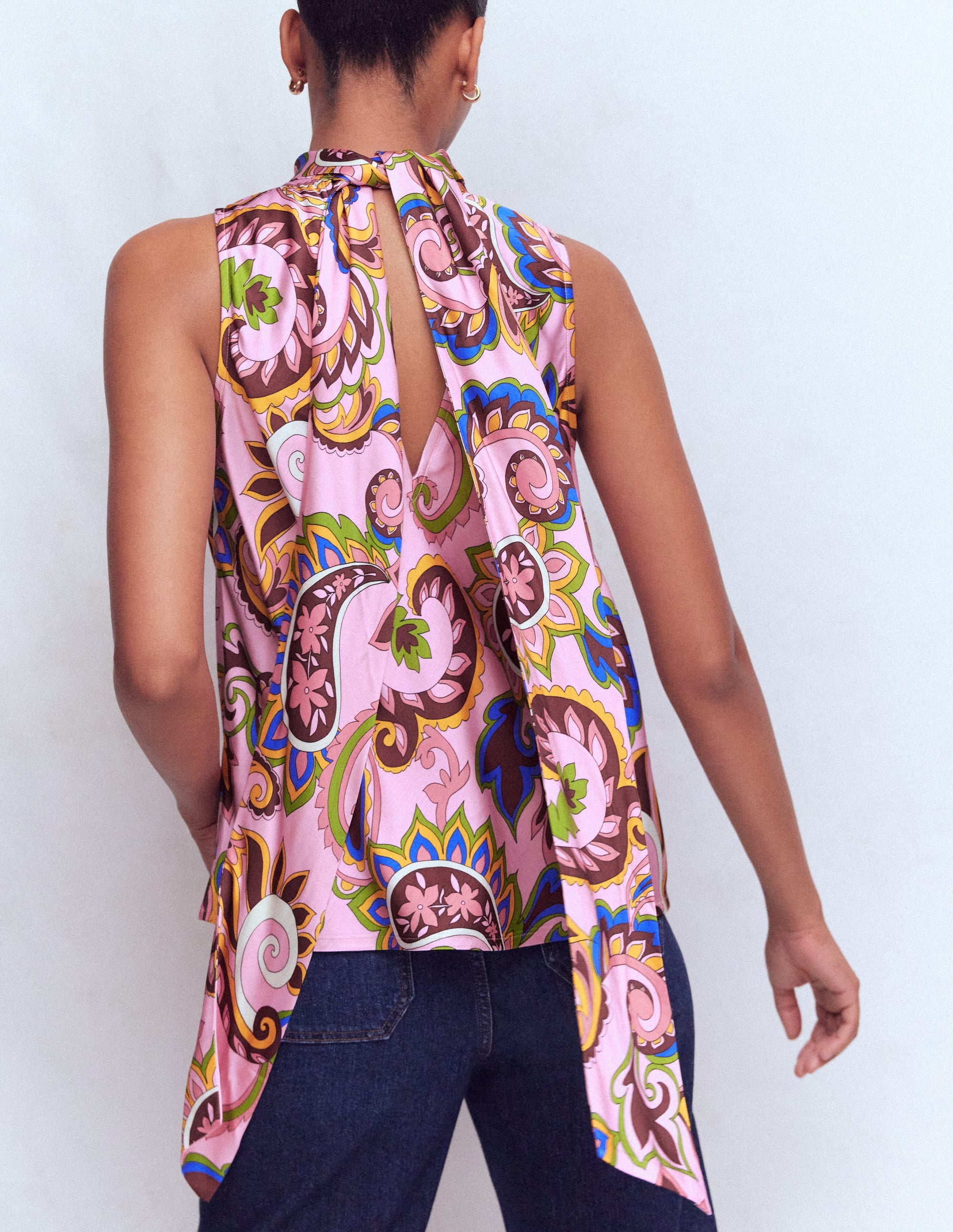 Satin Halterneck Top-Multi, Paisley Frenzy - Image 4