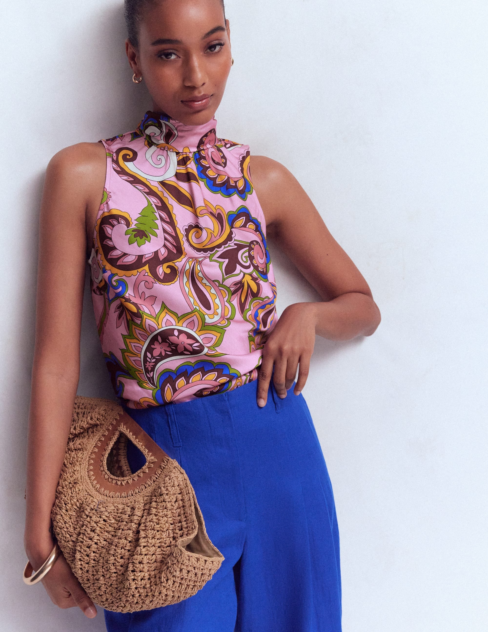 Satin Halterneck Top-Multi, Paisley Frenzy - Image 6