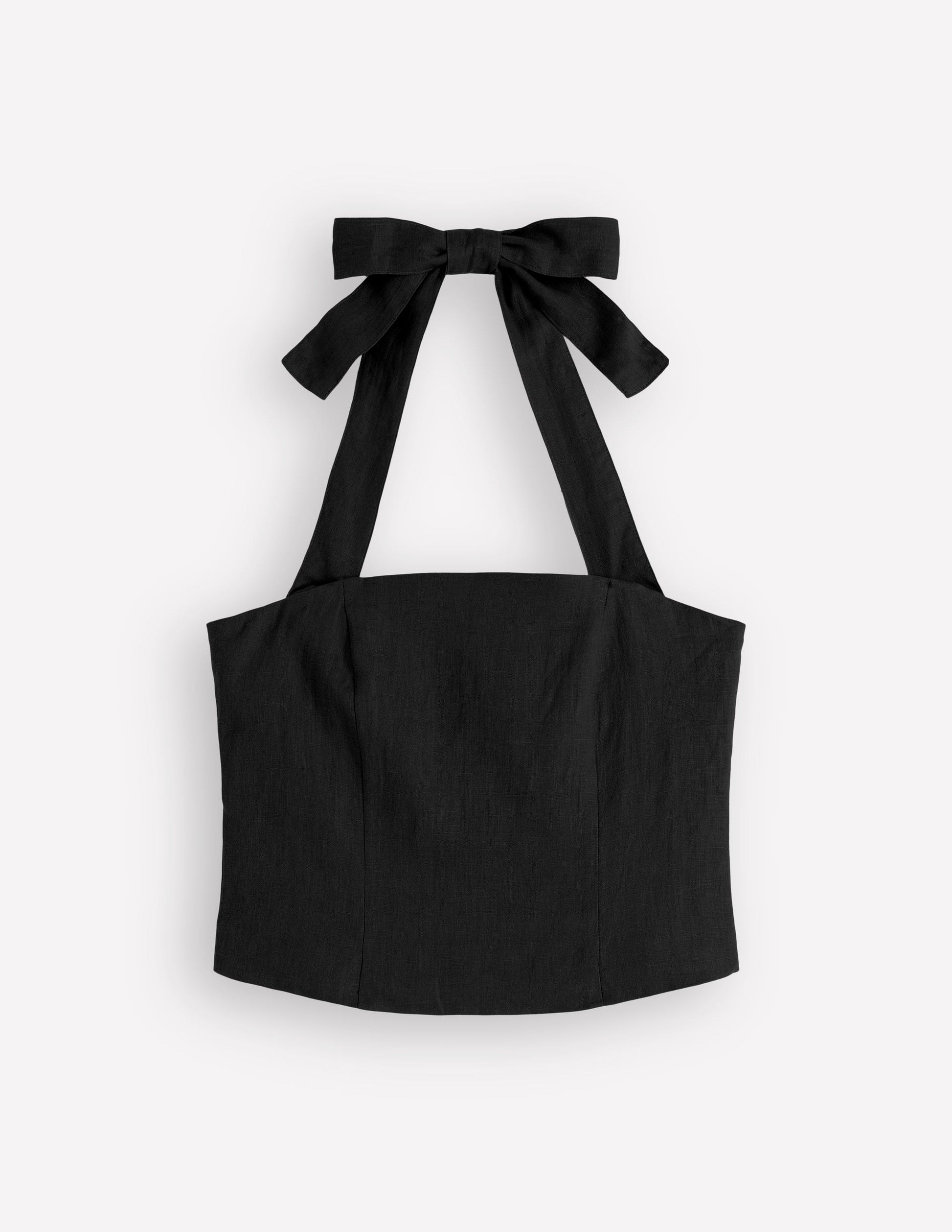 Halterneck Linen Top-Black-5