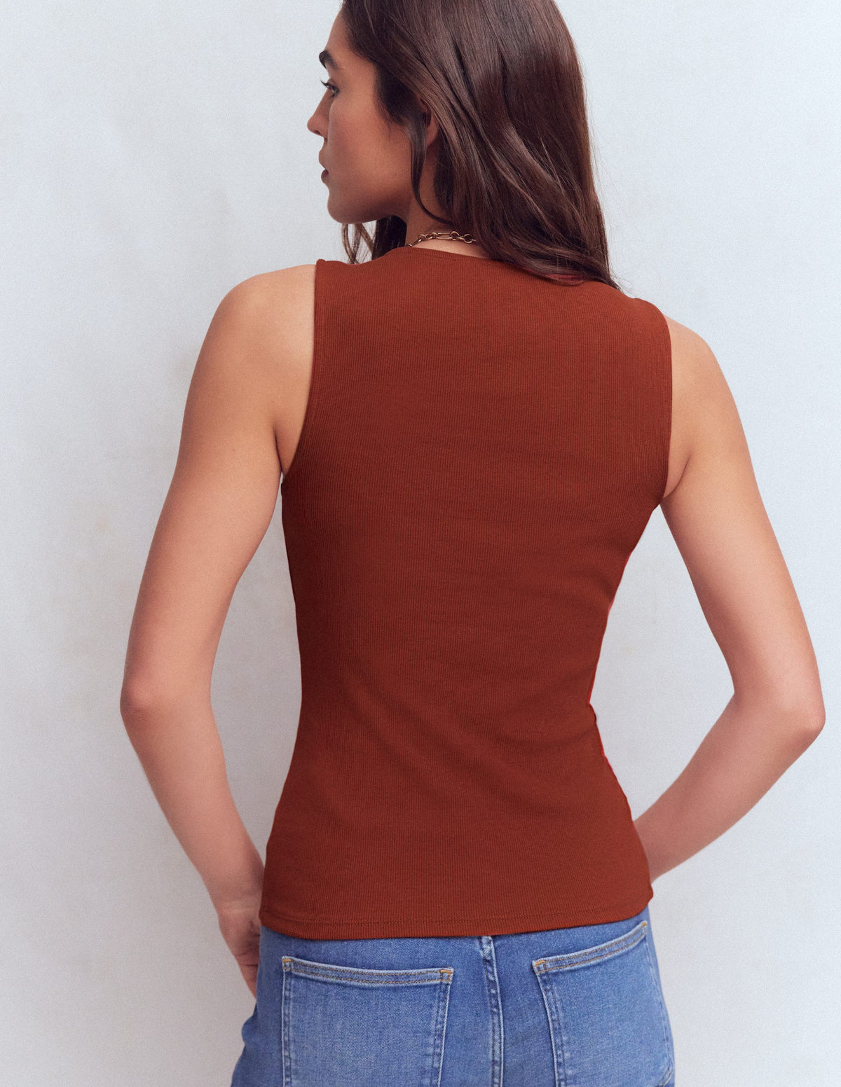 Button Rib Jacket Evie Button Through Rib Vest - Burnt Orange | Boden USA
