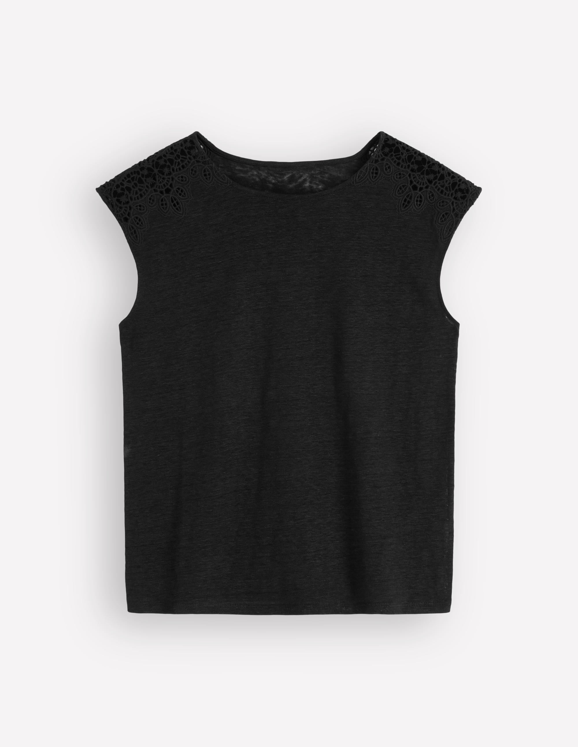 Tara Cutwork Linen Tee-Black - Image 5