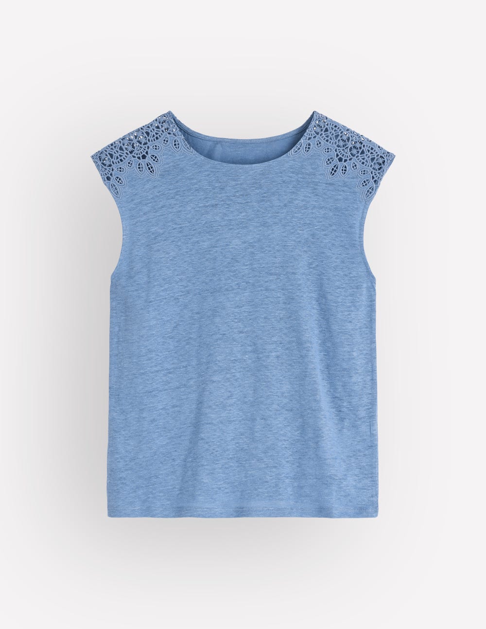 Tara Cutwork Linen Tee-Ashleigh Blue - Image 4