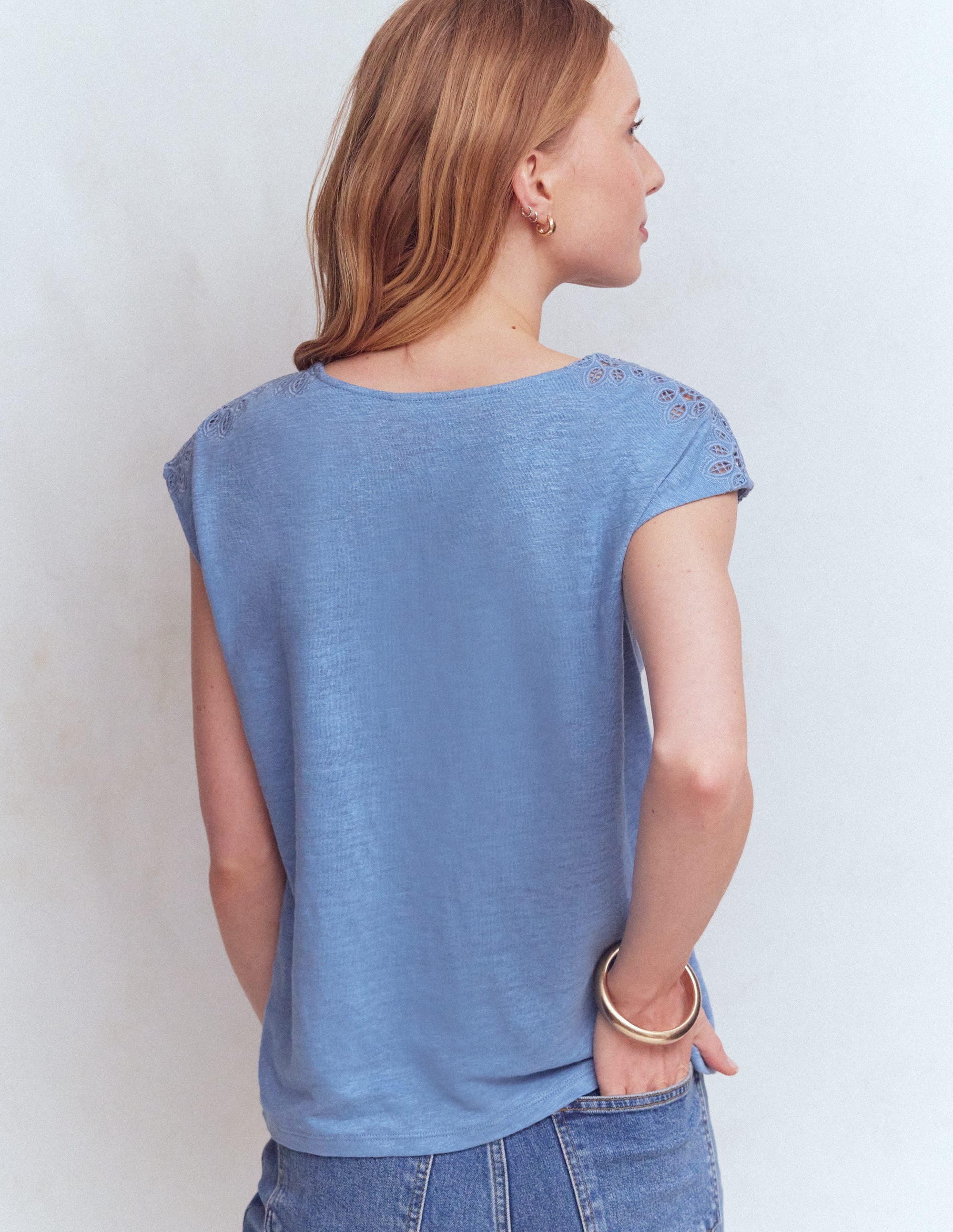 Tara Cutwork Linen Tee-Ashleigh Blue - Image 3