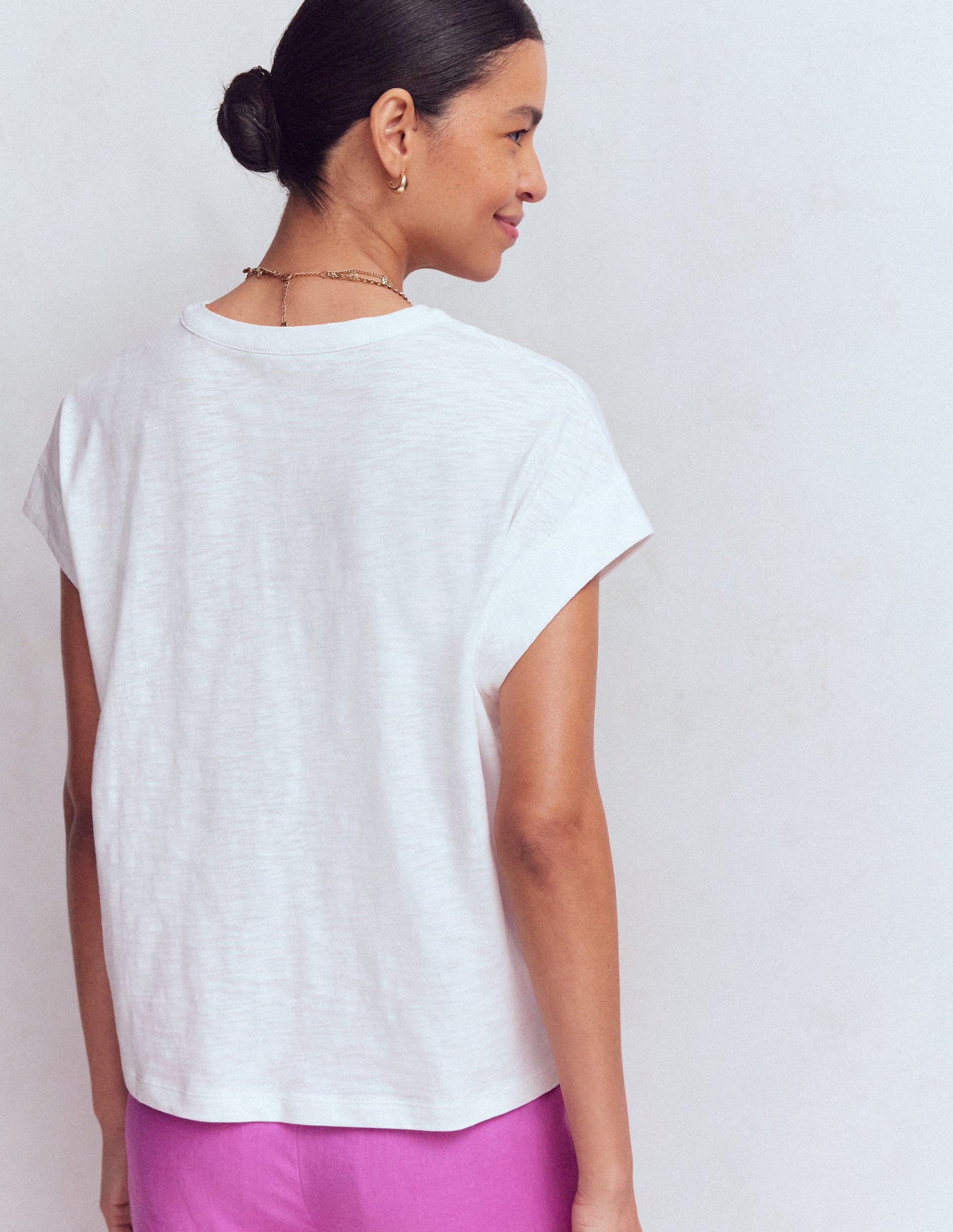 Nina Embroidered Notch T-shirt-White - Multi Embroidery-4