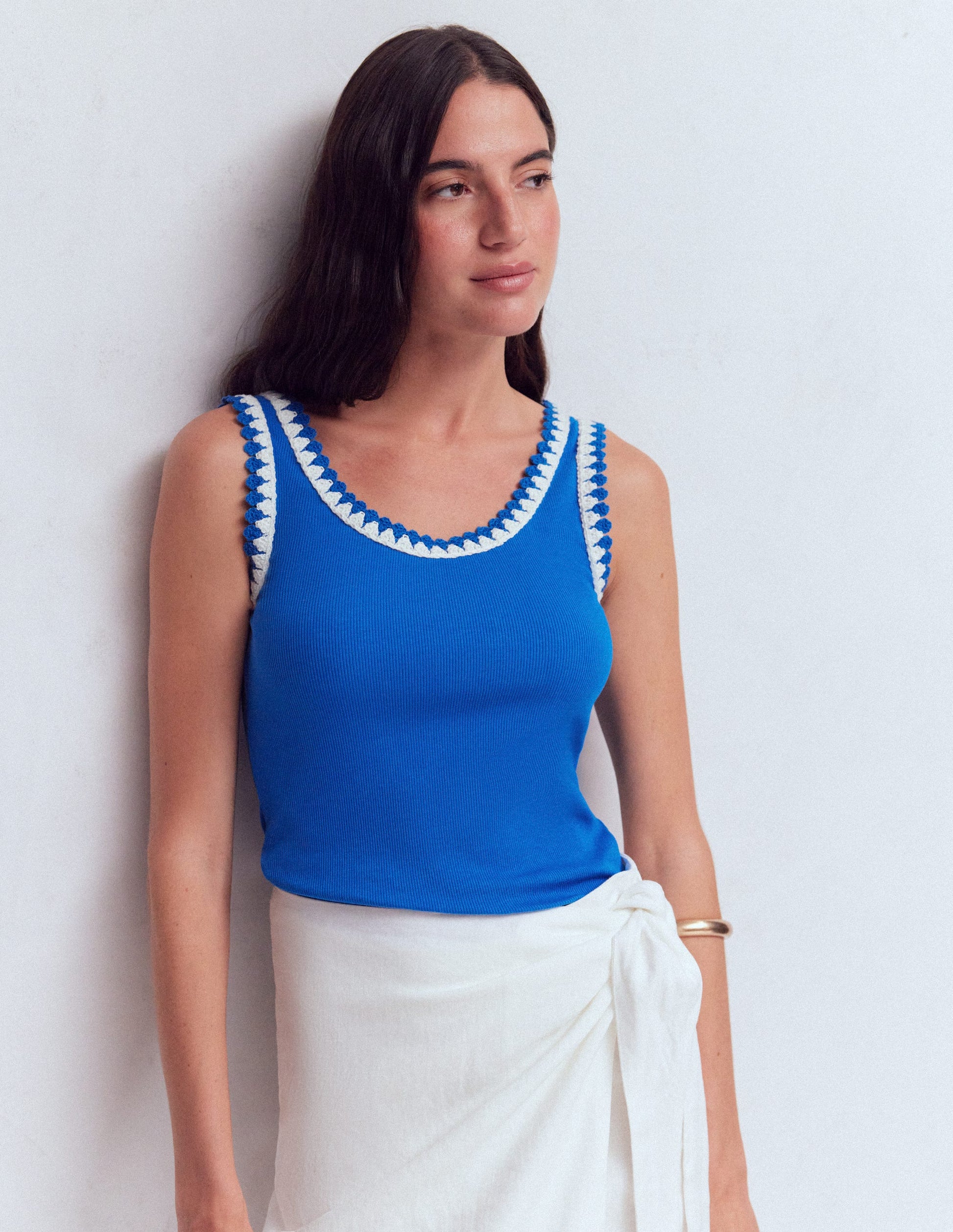 Maddie Trim Detail Vest-Kingfisher Blue-1