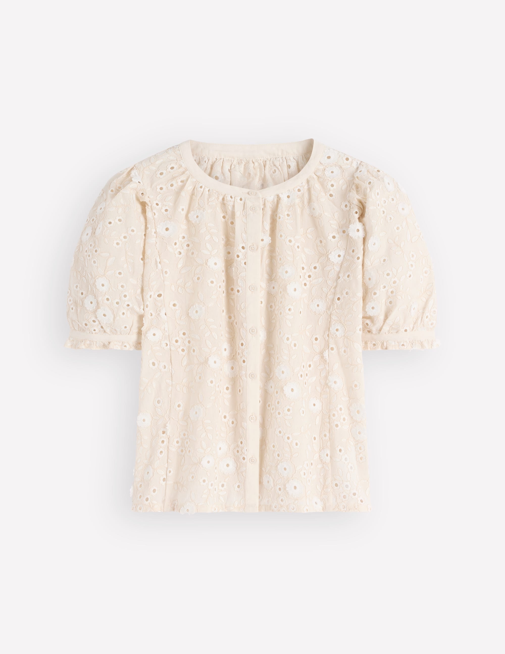 Camille Embroidered Cotton Top-Ivory Broderie | Boden USA