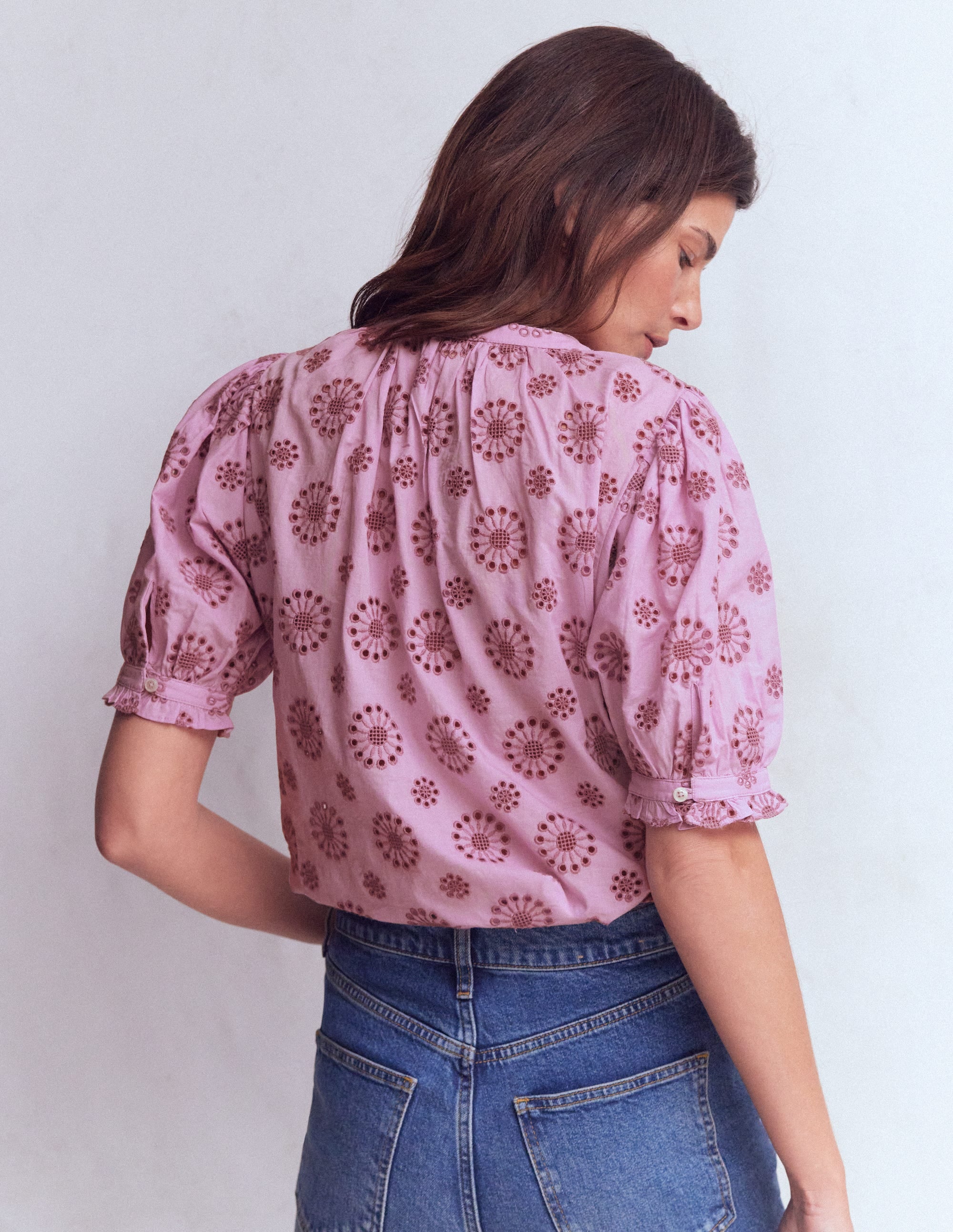 Camille Embroidered Cotton Top - Soft Lavender | Boden USA