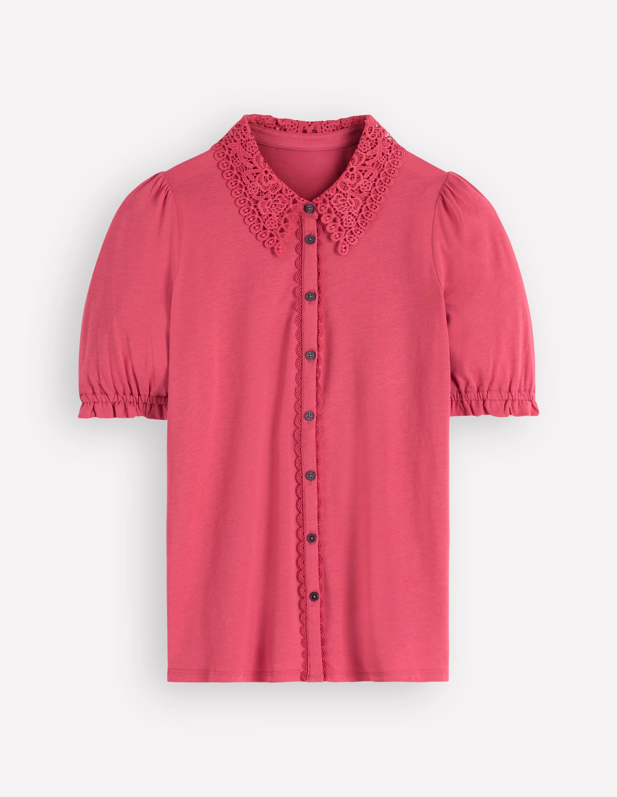 Nessa Broderie Collar Blouse-Cherry Blush | Boden USA