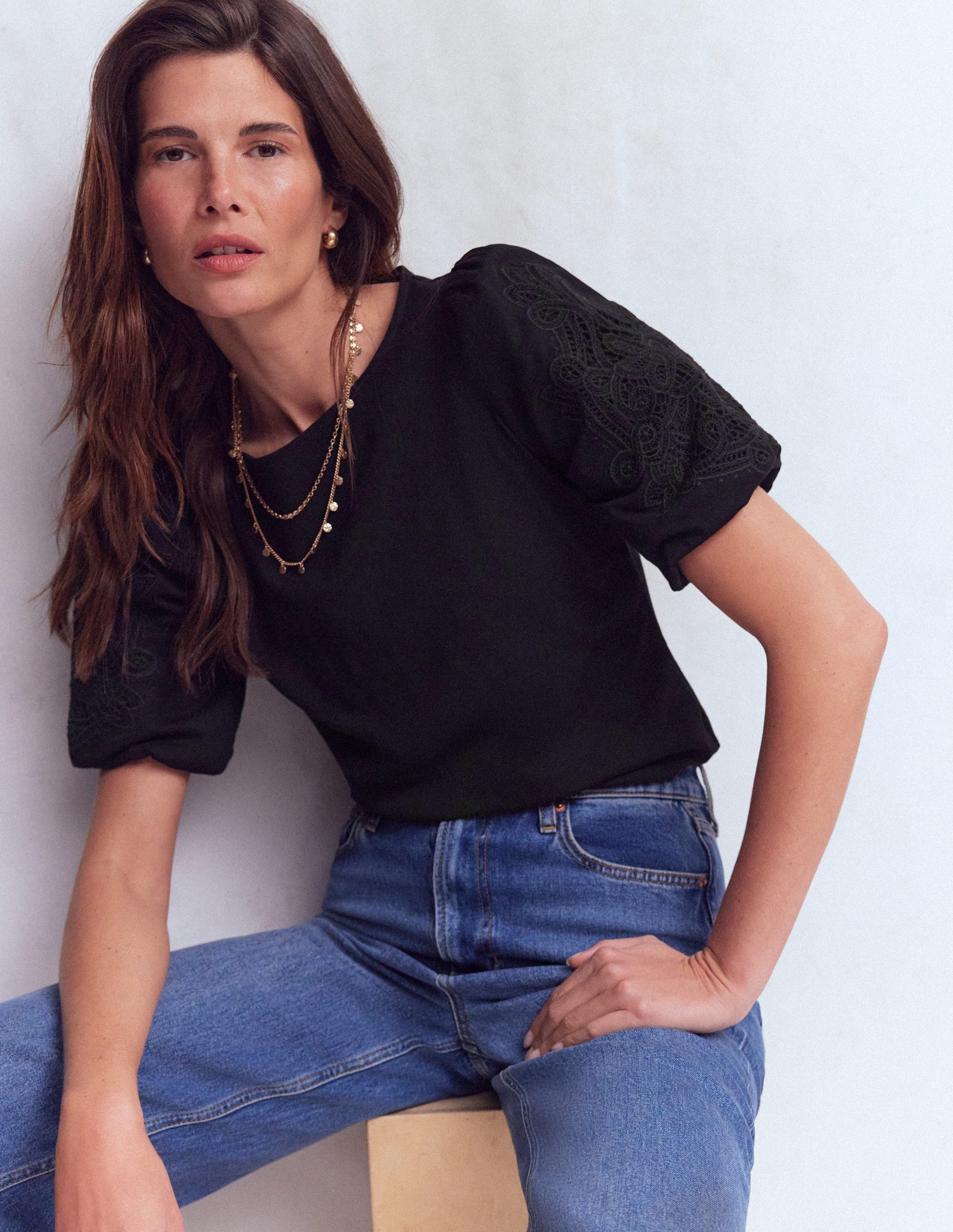 Tape Lace T-shirt-Black-1