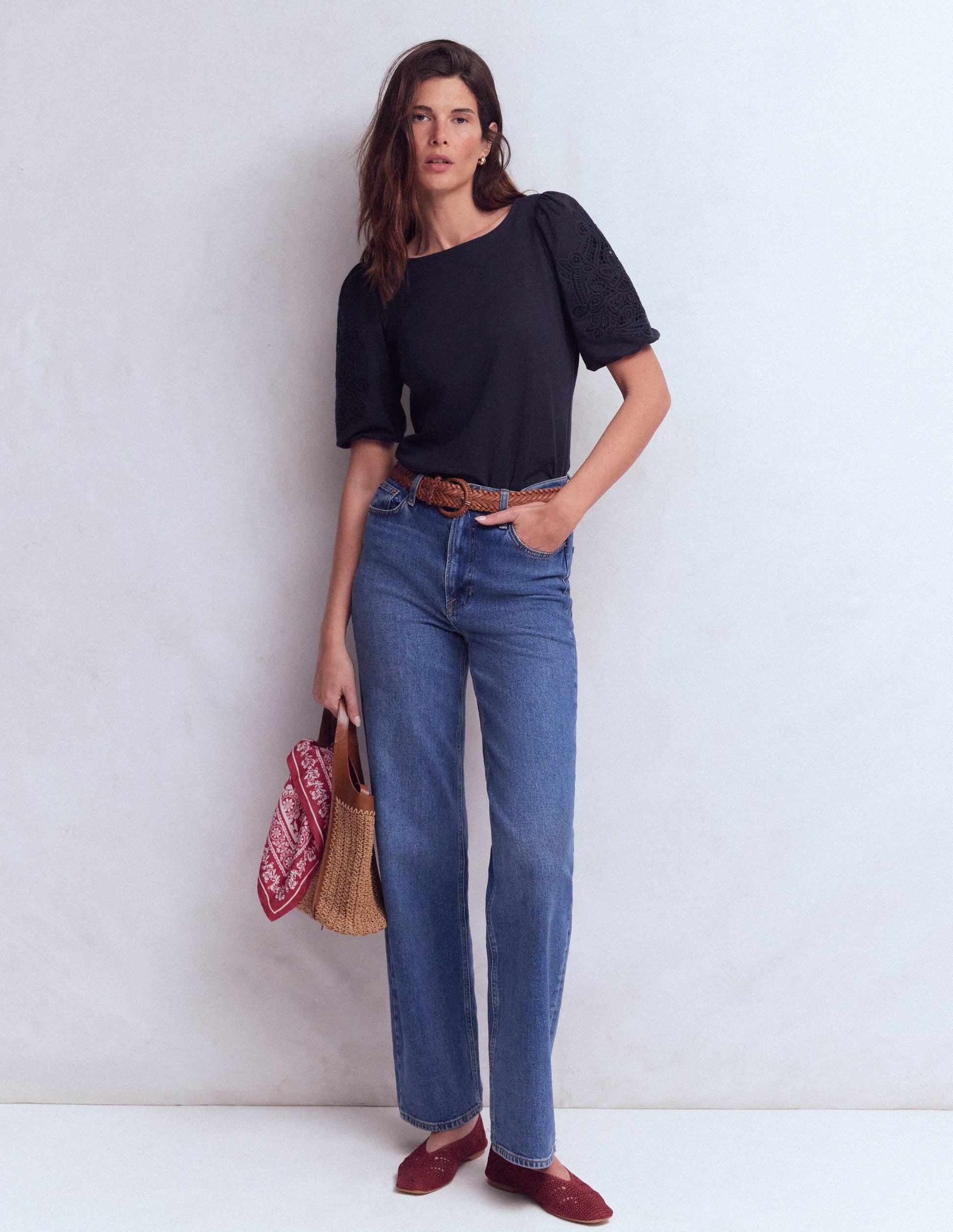 Tape Lace T-shirt-Navy-1