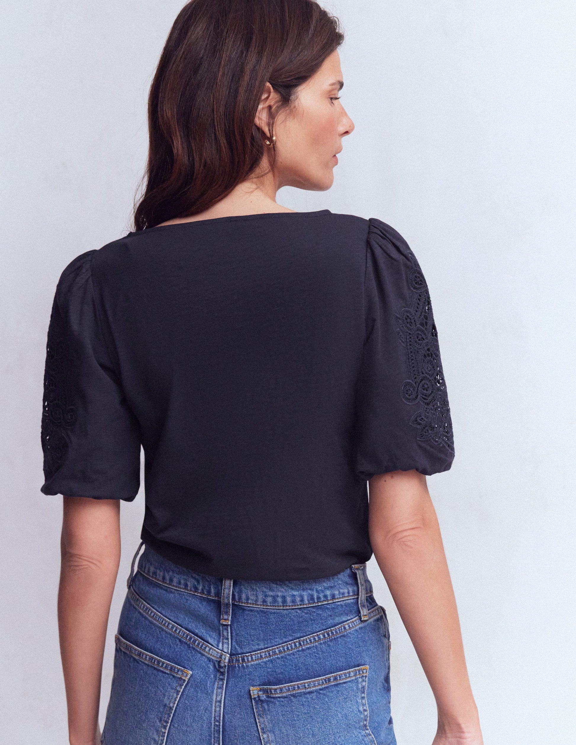 Tape Lace T-shirt-Navy-3