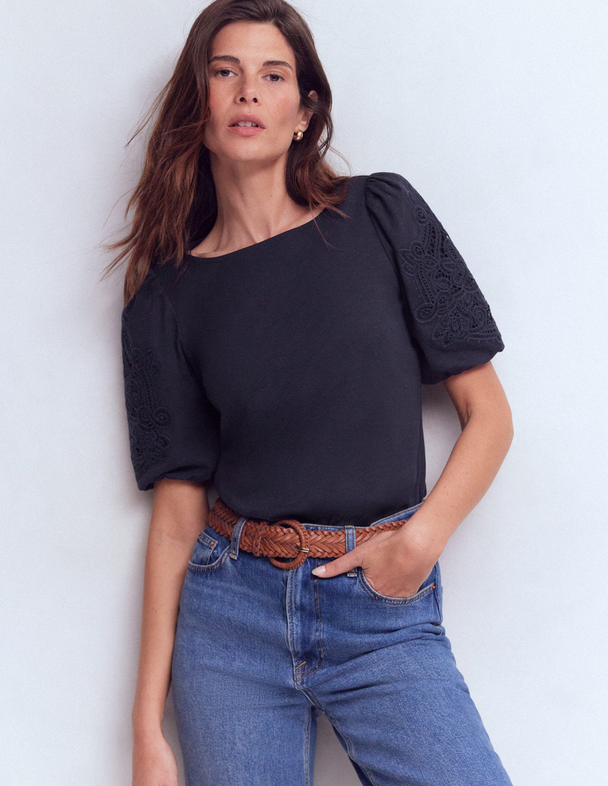 Tape Lace T-shirt-Navy-4
