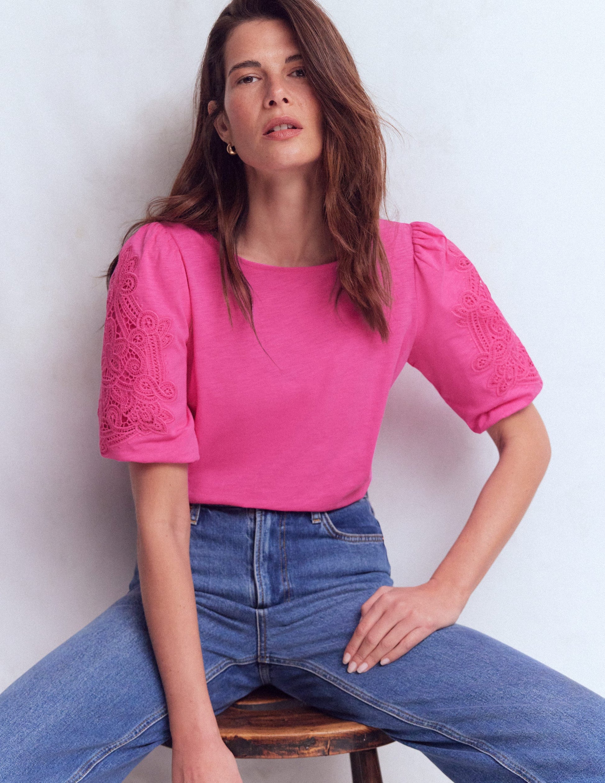 Tape Lace T-shirt-Phlox Pink-4