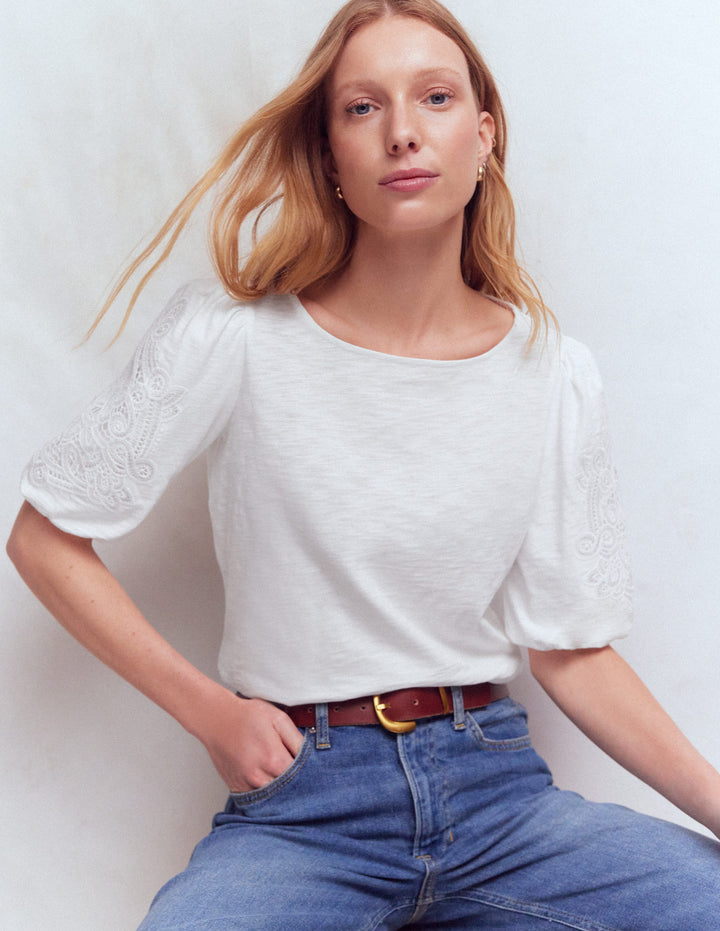 Tape Lace T-shirt-White