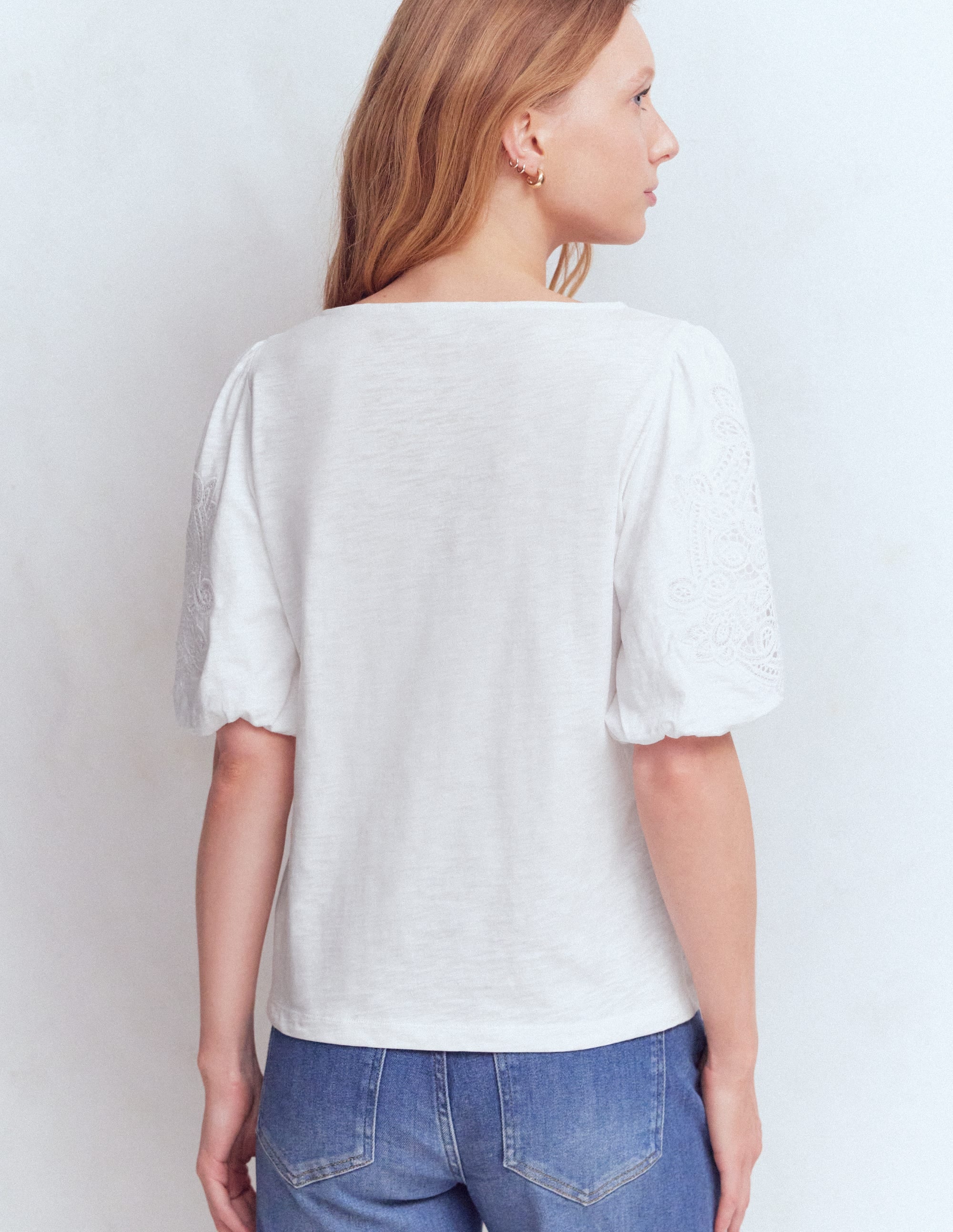 Tape Lace T-shirt-White - Image 3