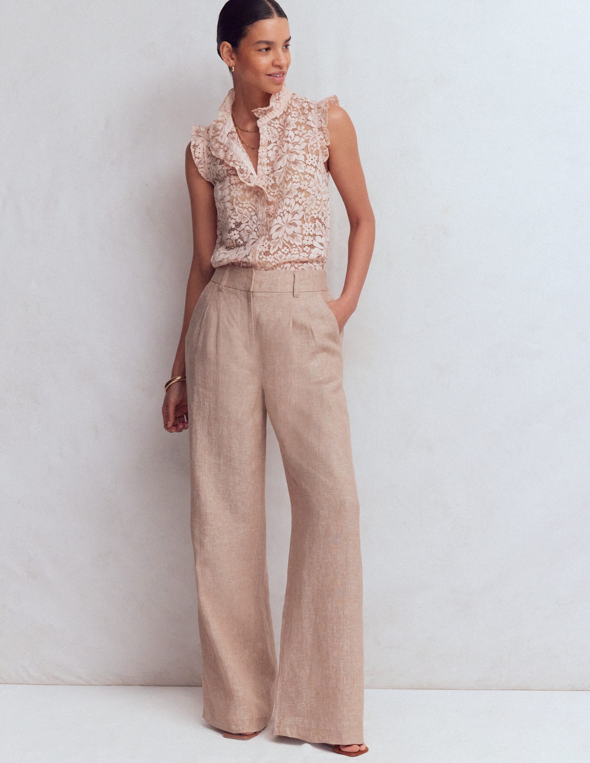 Isabel Sleeveless Lace Top-Pale Pink | Boden USA