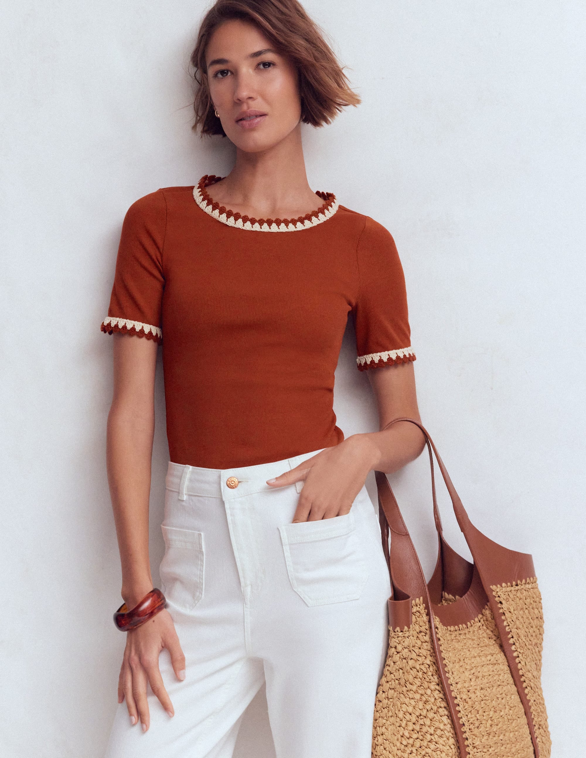 Maddie Trim Detail T-Shirt-Burnt Orange | Boden USA