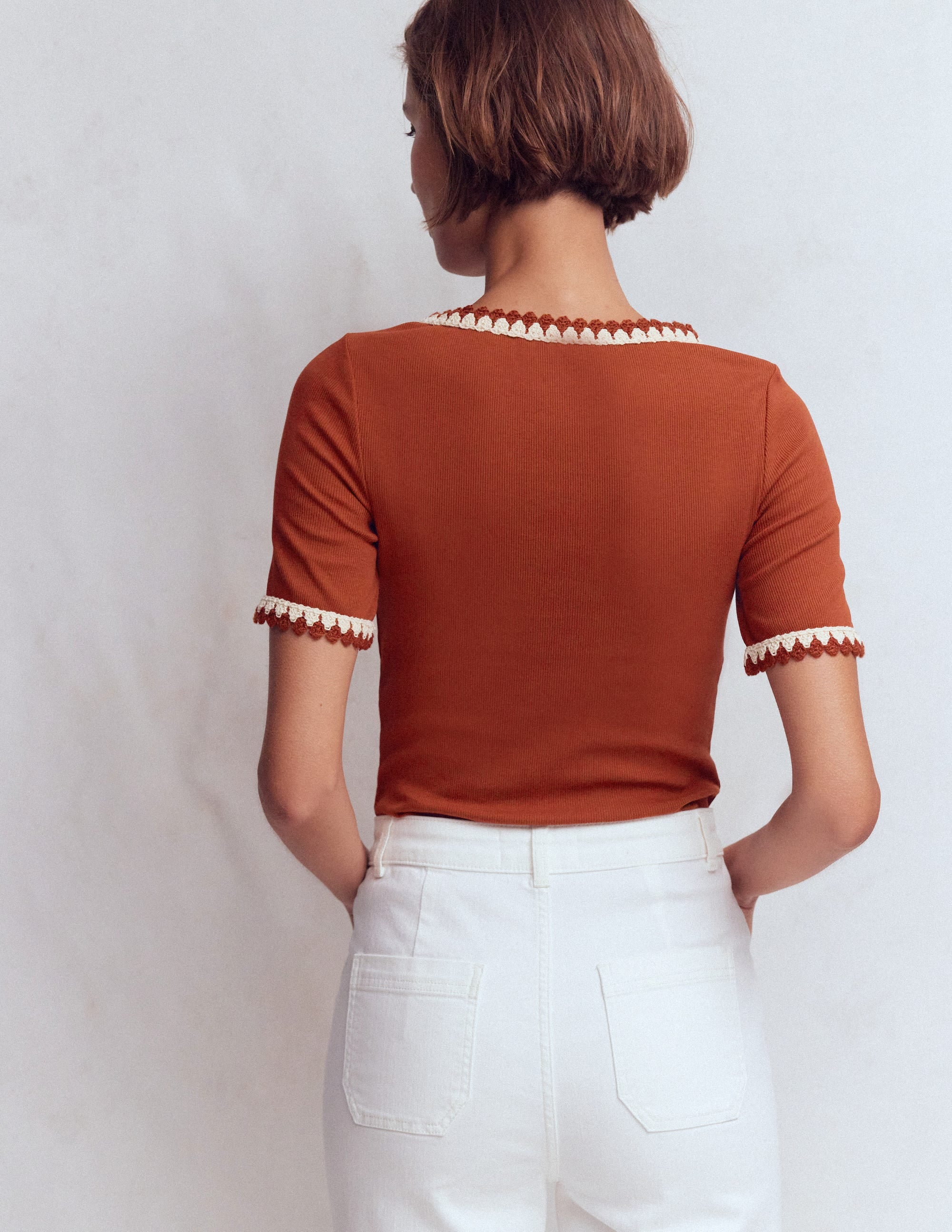 Maddie Trim Detail T - Shirt - Burnt Orange | Boden USA