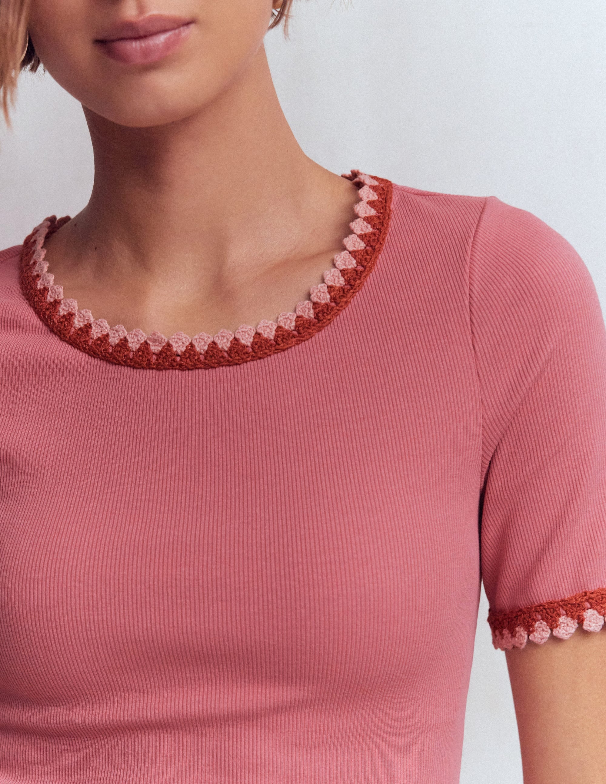 Maddie Trim Detail T - Shirt - Vintage Rose | Boden USA