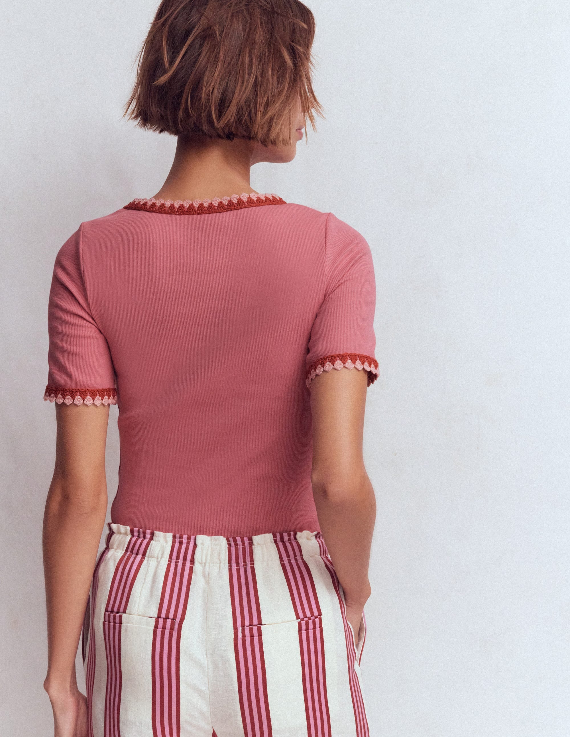 Maddie Trim Detail T - Shirt - Vintage Rose | Boden USA