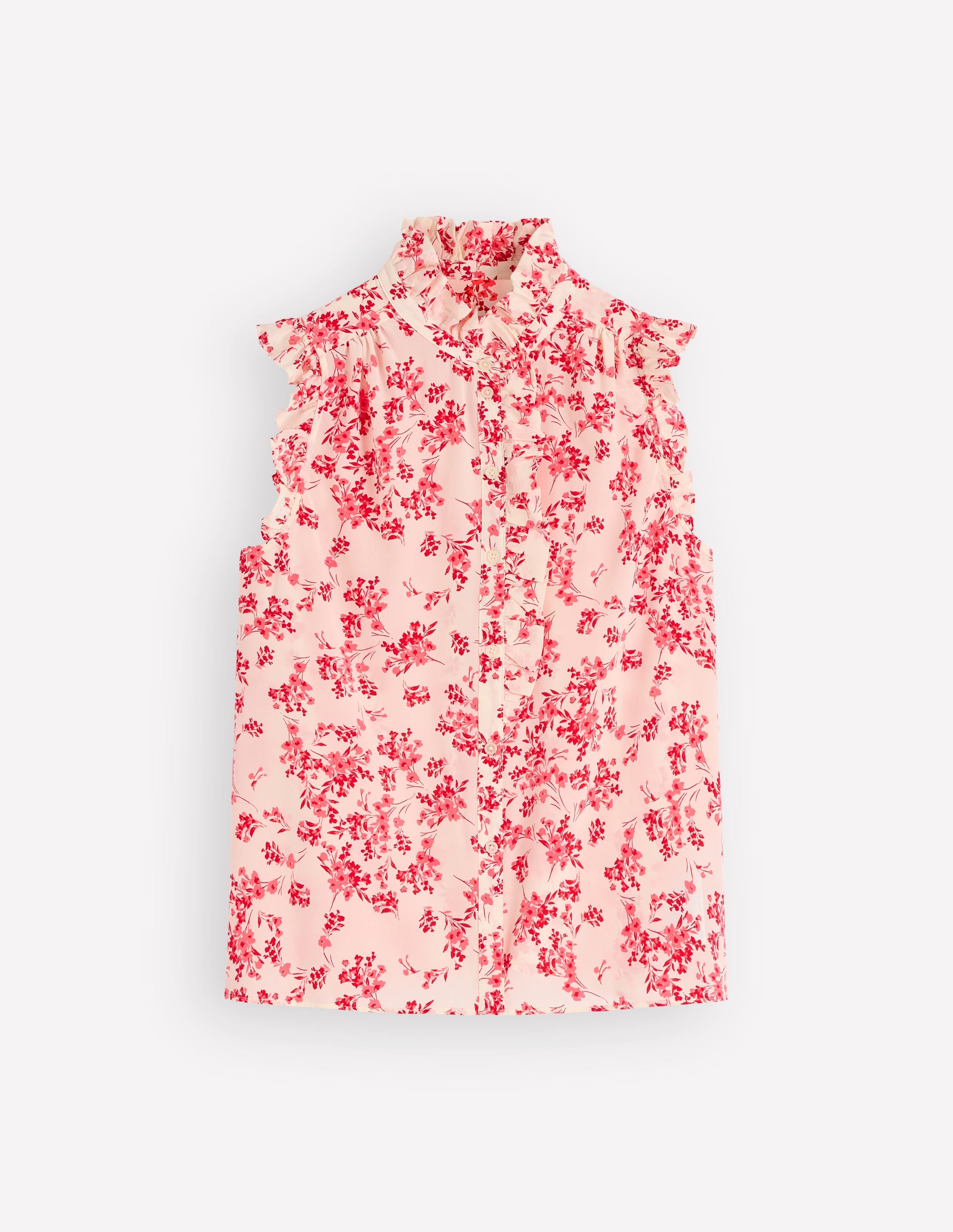 Isabel Sleeveless Silk Top-Pink, Bloom Scatter Mono | Boden USA