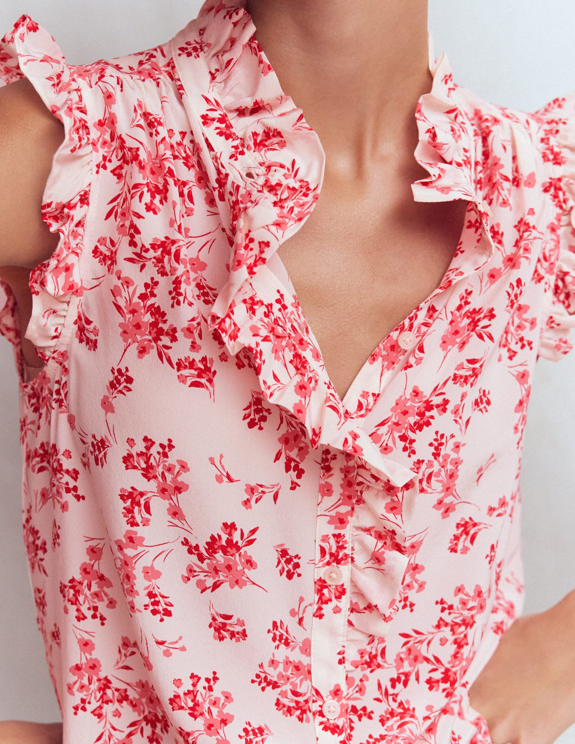 Isabel Sleeveless Silk Top-Pink, Bloom Scatter Mono | Boden USA