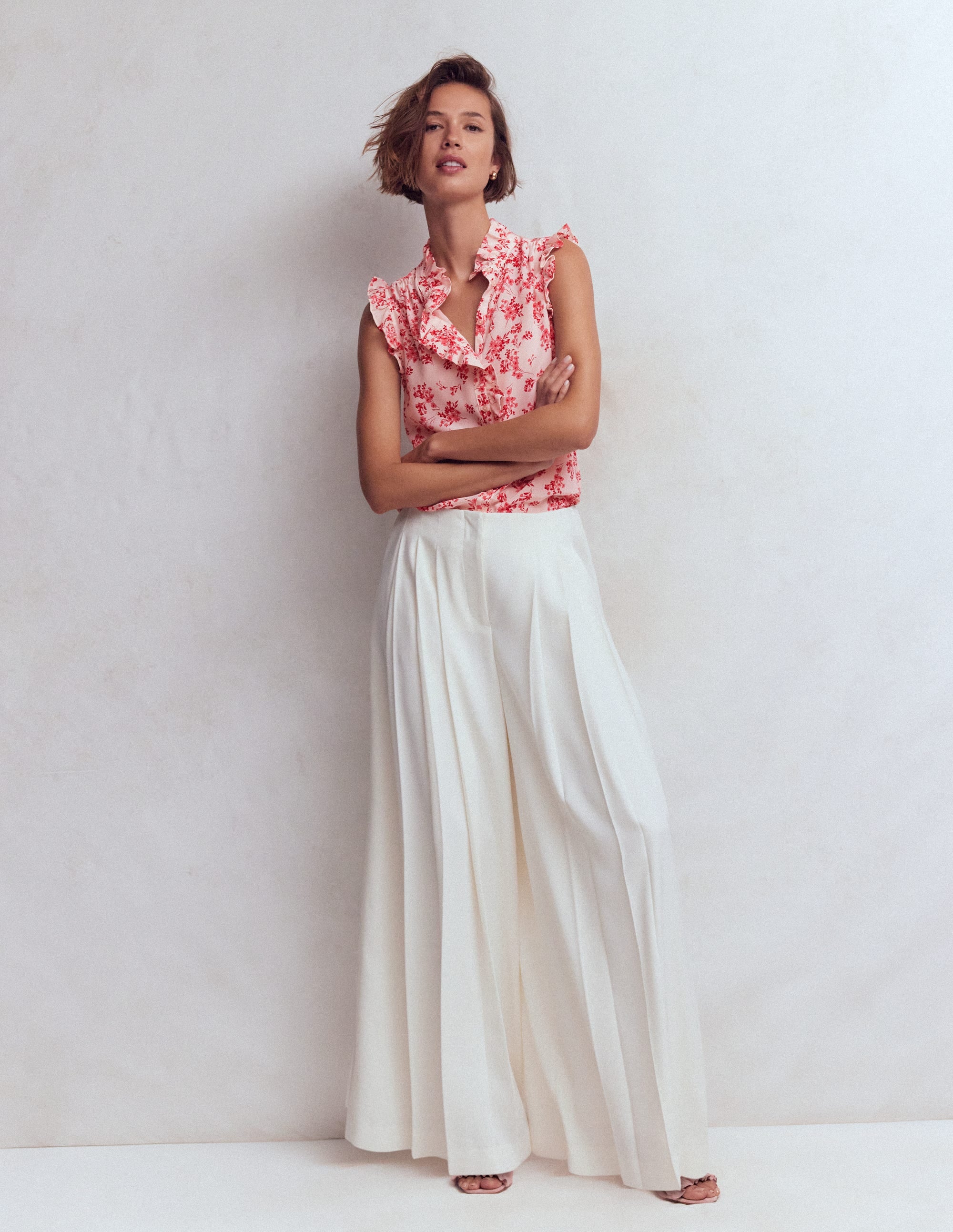 Isabel Sleeveless Silk Top-Pink, Bloom Scatter Mono | Boden USA